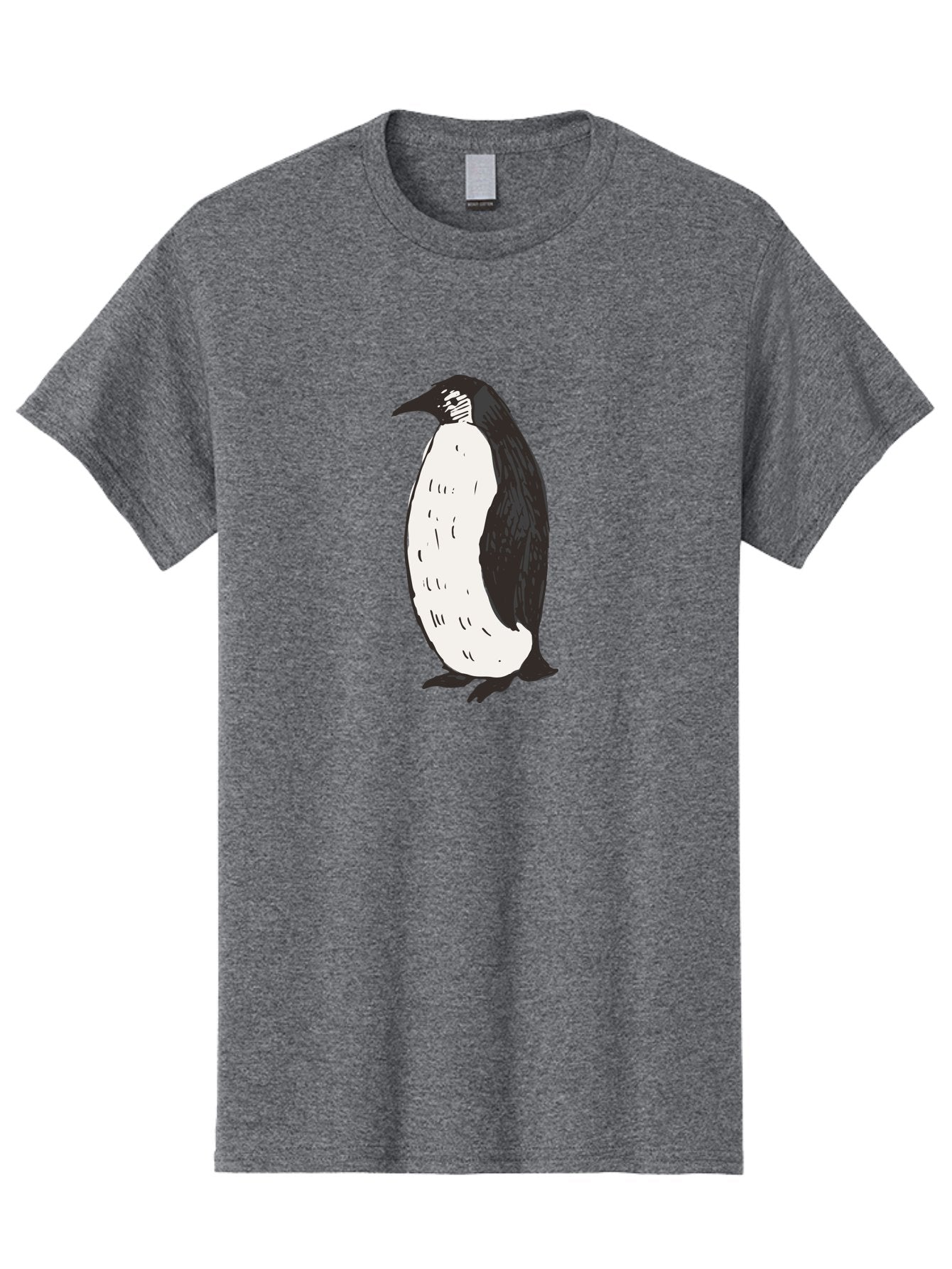 Penguin-1 Men'S Graphic Tee, 100% Cotton, Comfortable Casual Summer Wear, Machine Washable, Penguin Illustration, Black And White Penguin, Cartoon Penguin, Simple Drawing, Cute Bird, Wildlife Art, Tuxedo Bird, Flightless Bird, Antarctic Animal Aab031 12