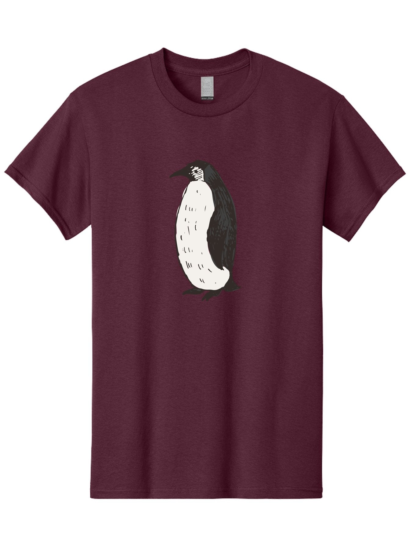 Penguin-1 Men'S Graphic Tee, 100% Cotton, Comfortable Casual Summer Wear, Machine Washable, Penguin Illustration, Black And White Penguin, Cartoon Penguin, Simple Drawing, Cute Bird, Wildlife Art, Tuxedo Bird, Flightless Bird, Antarctic Animal Aab031 15