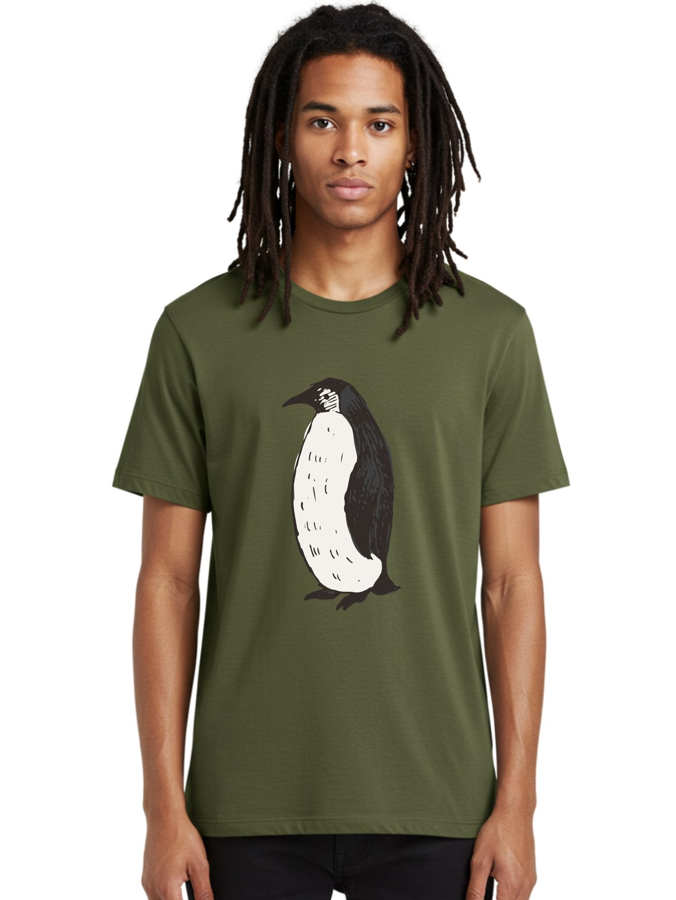Penguin-1 Men'S Graphic Tee, 100% Cotton, Comfortable Casual Summer Wear, Machine Washable, Penguin Illustration, Black And White Penguin, Cartoon Penguin, Simple Drawing, Cute Bird, Wildlife Art, Tuxedo Bird, Flightless Bird, Antarctic Animal Aab031 18