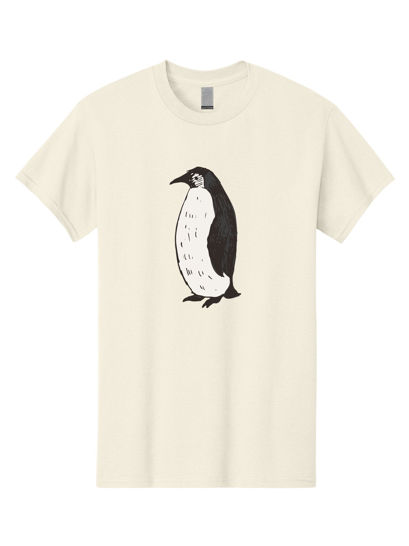 Penguin-1 Men'S Graphic Tee, 100% Cotton, Comfortable Casual Summer Wear, Machine Washable, Penguin Illustration, Black And White Penguin, Cartoon Penguin, Simple Drawing, Cute Bird, Wildlife Art, Tuxedo Bird, Flightless Bird, Antarctic Animal Aab031 3