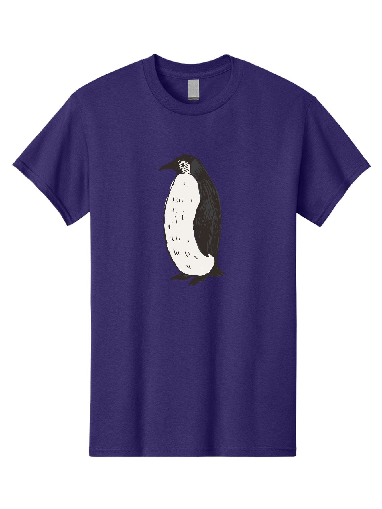 Penguin-1 Men'S Graphic Tee, 100% Cotton, Comfortable Casual Summer Wear, Machine Washable, Penguin Illustration, Black And White Penguin, Cartoon Penguin, Simple Drawing, Cute Bird, Wildlife Art, Tuxedo Bird, Flightless Bird, Antarctic Animal Aab031