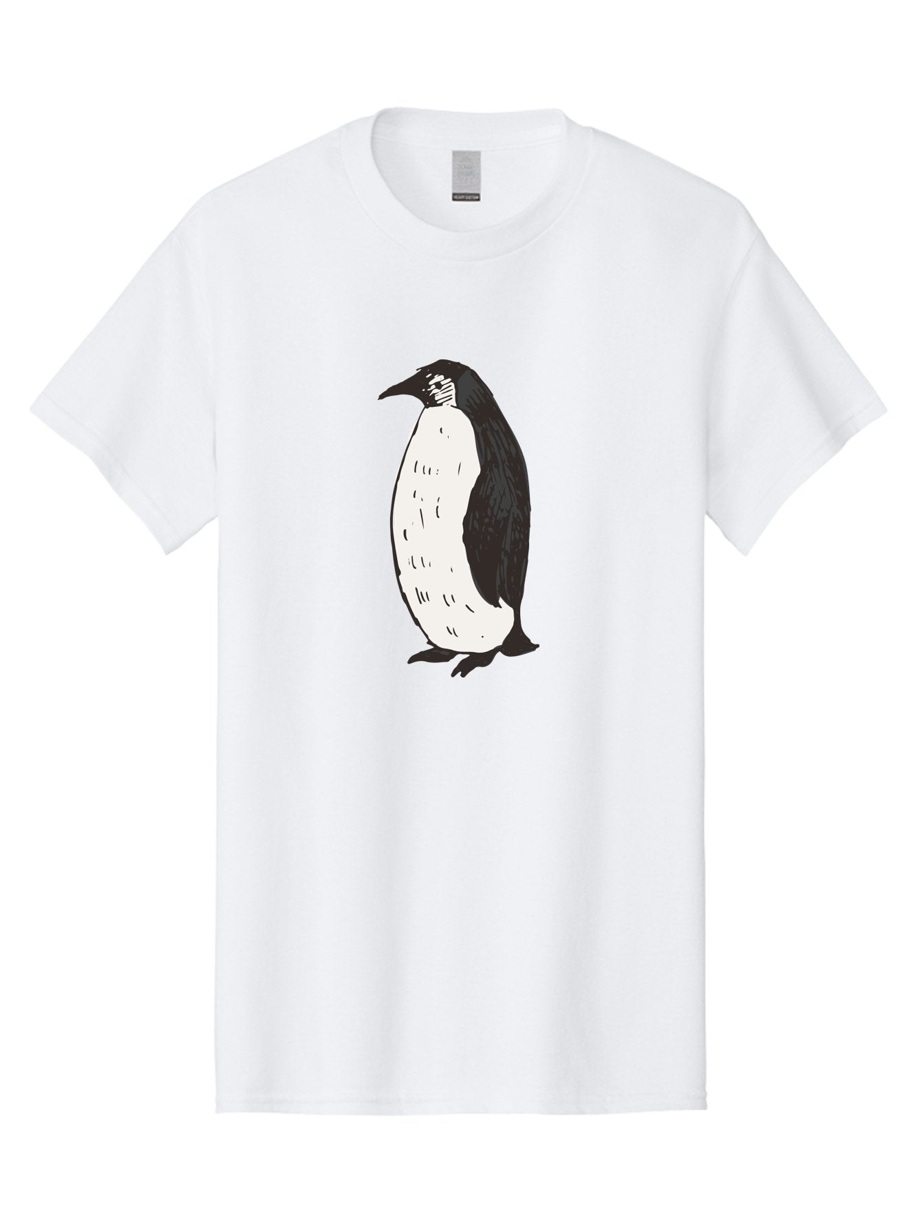 Penguin-1 Men'S Graphic Tee, 100% Cotton, Comfortable Casual Summer Wear, Machine Washable, Penguin Illustration, Black And White Penguin, Cartoon Penguin, Simple Drawing, Cute Bird, Wildlife Art, Tuxedo Bird, Flightless Bird, Antarctic Animal Aab031 10