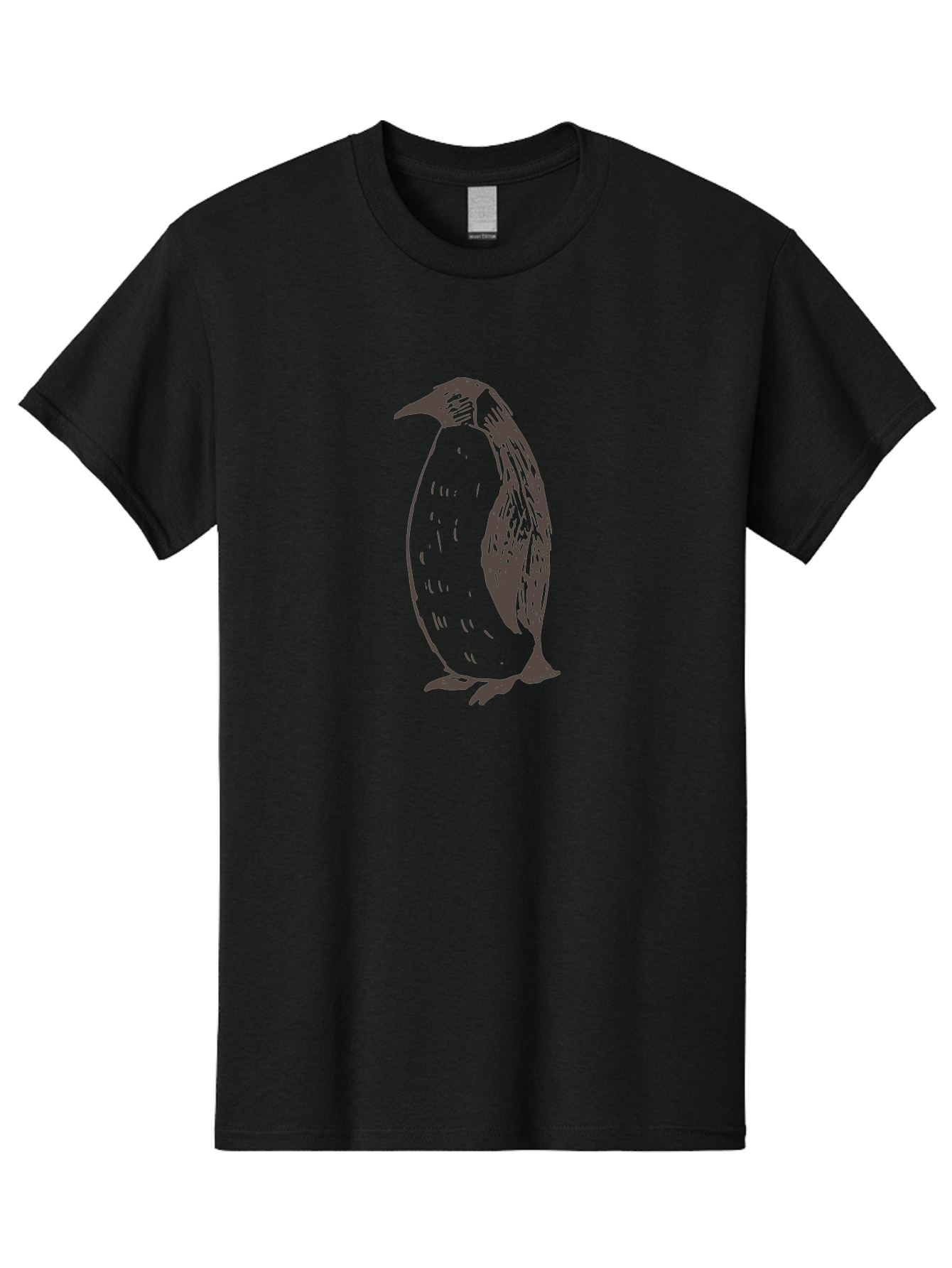 Penguin Men'S Graphic Tee, 100% Cotton, Comfortable Casual Summer Wear, Machine Washable, Penguin Standing, Bird Silhouette, Wildlife Illustration, Feathered Creature, Simple Graphics, Monochrome Design, Cute Animal, Cartoon Style Aab033
