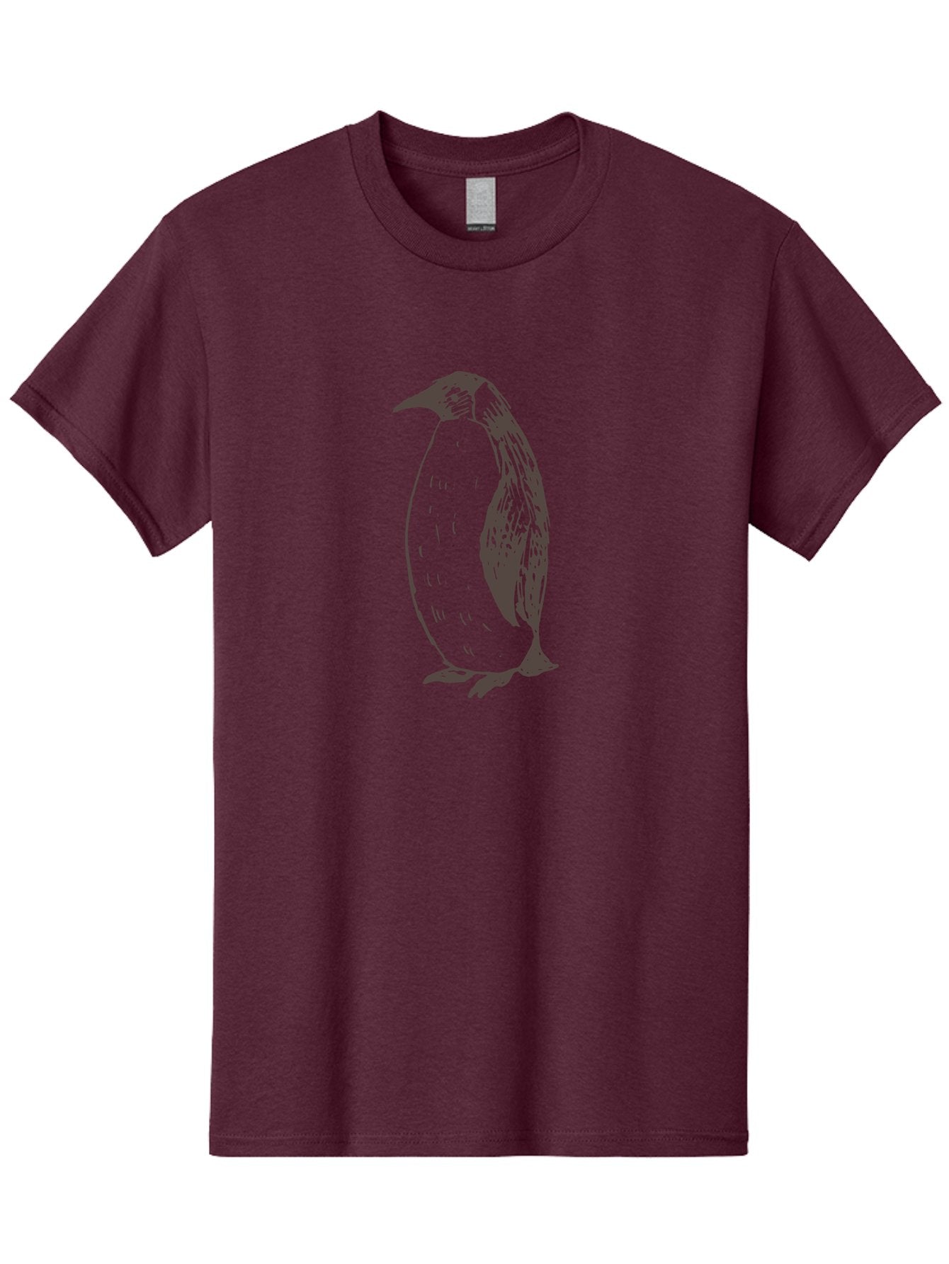 Penguin Men'S Graphic Tee, 100% Cotton, Comfortable Casual Summer Wear, Machine Washable, Penguin Standing, Bird Silhouette, Wildlife Illustration, Feathered Creature, Simple Graphics, Monochrome Design, Cute Animal, Cartoon Style Aab033 10