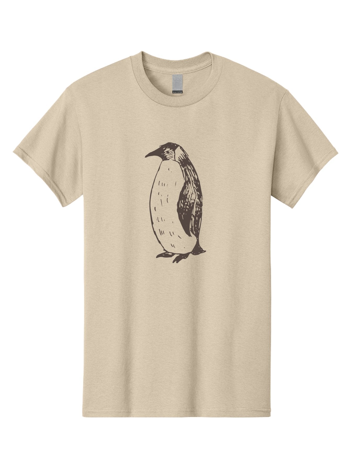 Penguin Men'S Graphic Tee, 100% Cotton, Comfortable Casual Summer Wear, Machine Washable, Penguin Standing, Bird Silhouette, Wildlife Illustration, Feathered Creature, Simple Graphics, Monochrome Design, Cute Animal, Cartoon Style Aab033