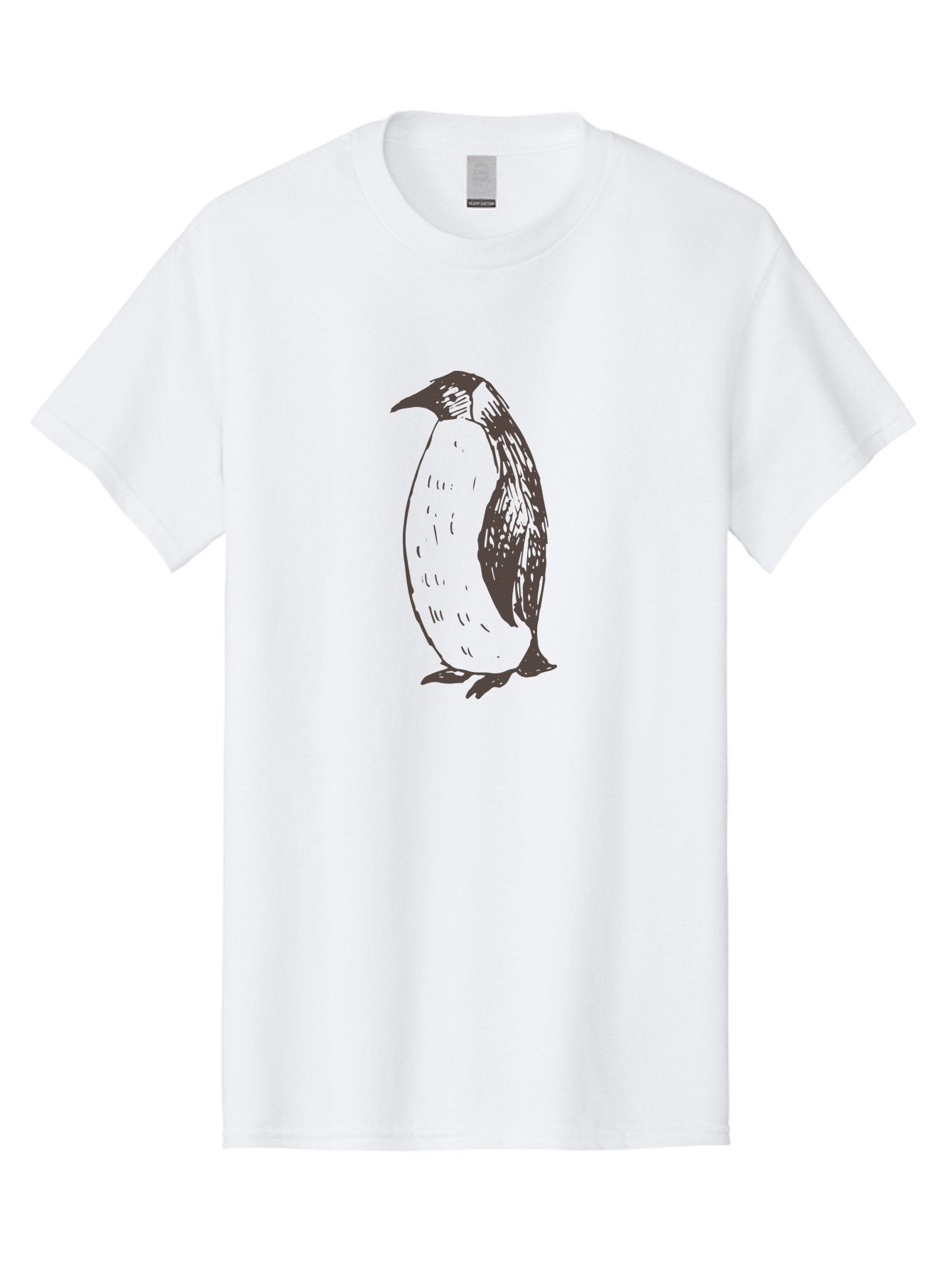 Penguin Men'S Graphic Tee, 100% Cotton, Comfortable Casual Summer Wear, Machine Washable, Penguin Standing, Bird Silhouette, Wildlife Illustration, Feathered Creature, Simple Graphics, Monochrome Design, Cute Animal, Cartoon Style Aab033 13