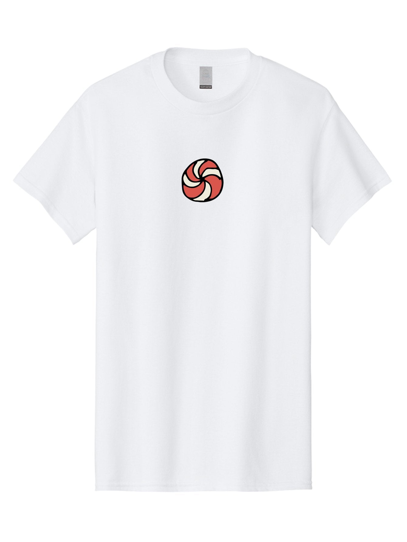 Peppermint-Candy Men'S Graphic Tee, 100% Cotton, Comfortable Casual Summer Wear, Machine Washable, Peppermint Candy, Swirly Design, Red And White, Sweet Treat, Cartoon Style, Candy Illustration, Colorful Graphic Aab034 12