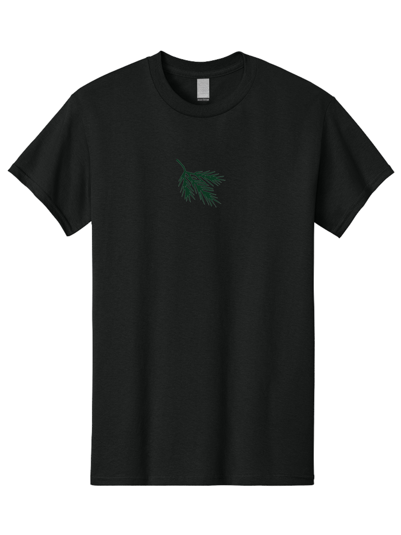 Pine-Branch-1 Men'S Graphic Tee, 100% Cotton, Comfortable Casual Summer Wear, Machine Washable, Pine Branch Silhouette, Evergreen Tree, Botanical Illustration, Simple Design, Minimalist Art, Nature-Inspired Graphics Aab035