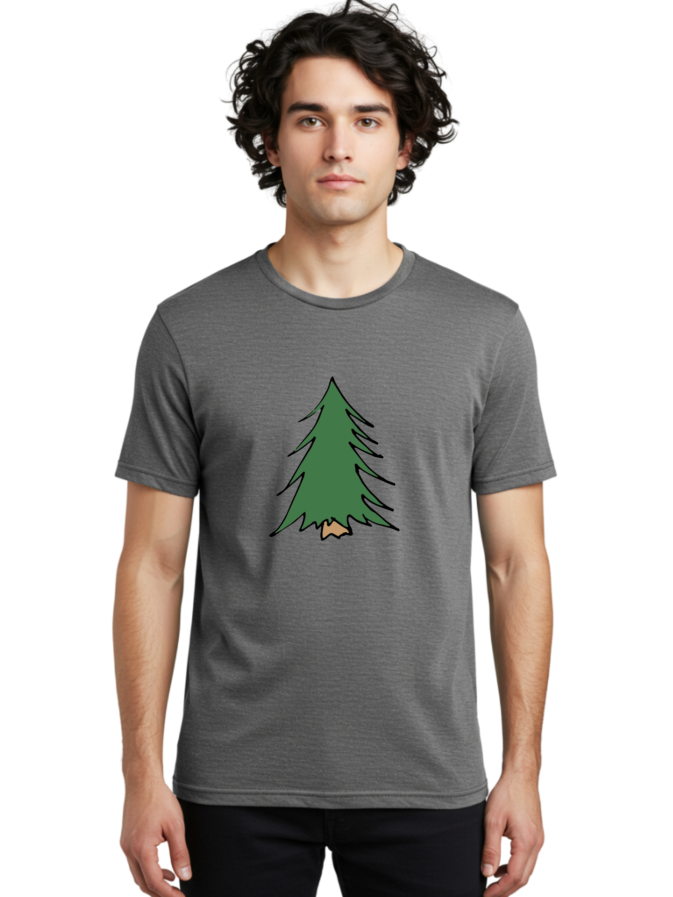 Pine-Tree-1 Men'S Graphic Tee, 100% Cotton, Comfortable Casual Summer Wear, Machine Washable, Evergreen Tree, Simple Design, Cartoon Style, Forest Illustration, Nature Graphic, Stylized Pine, Fir Tree, Minimalist Art Aab040 10