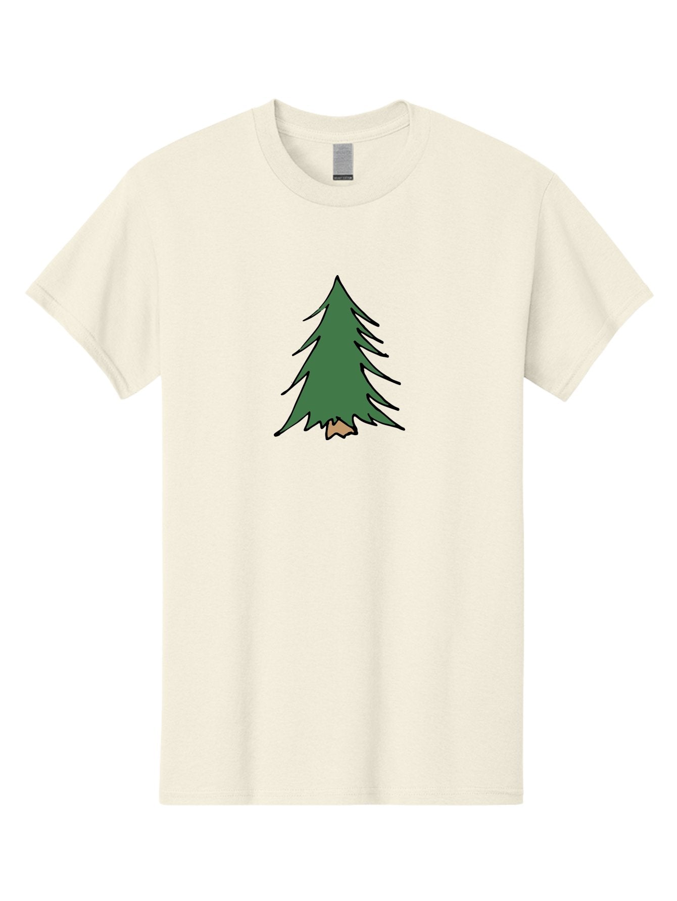 Pine-Tree-1 Men'S Graphic Tee, 100% Cotton, Comfortable Casual Summer Wear, Machine Washable, Evergreen Tree, Simple Design, Cartoon Style, Forest Illustration, Nature Graphic, Stylized Pine, Fir Tree, Minimalist Art Aab040
