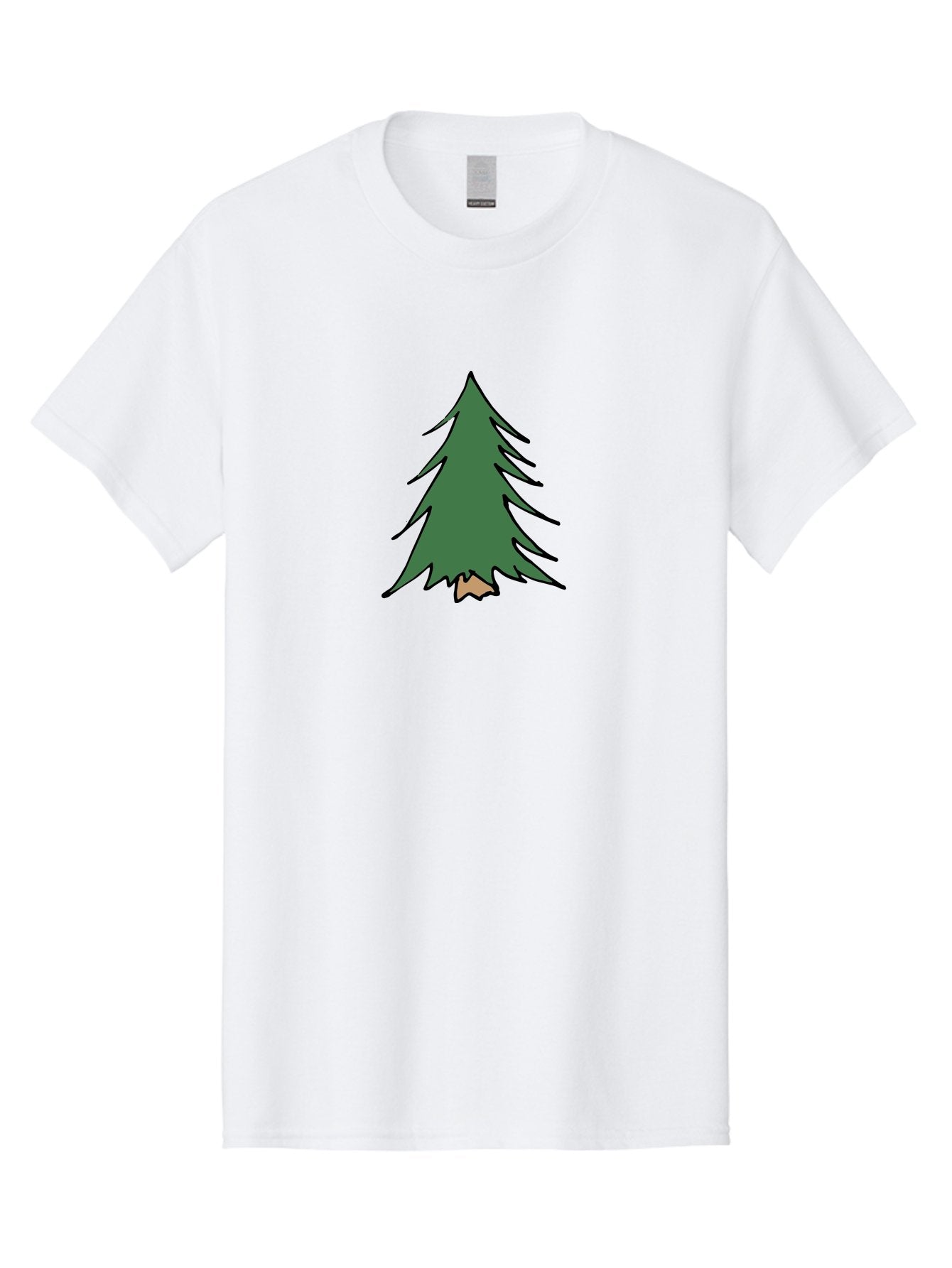 Pine-Tree-1 Men'S Graphic Tee, 100% Cotton, Comfortable Casual Summer Wear, Machine Washable, Evergreen Tree, Simple Design, Cartoon Style, Forest Illustration, Nature Graphic, Stylized Pine, Fir Tree, Minimalist Art Aab040