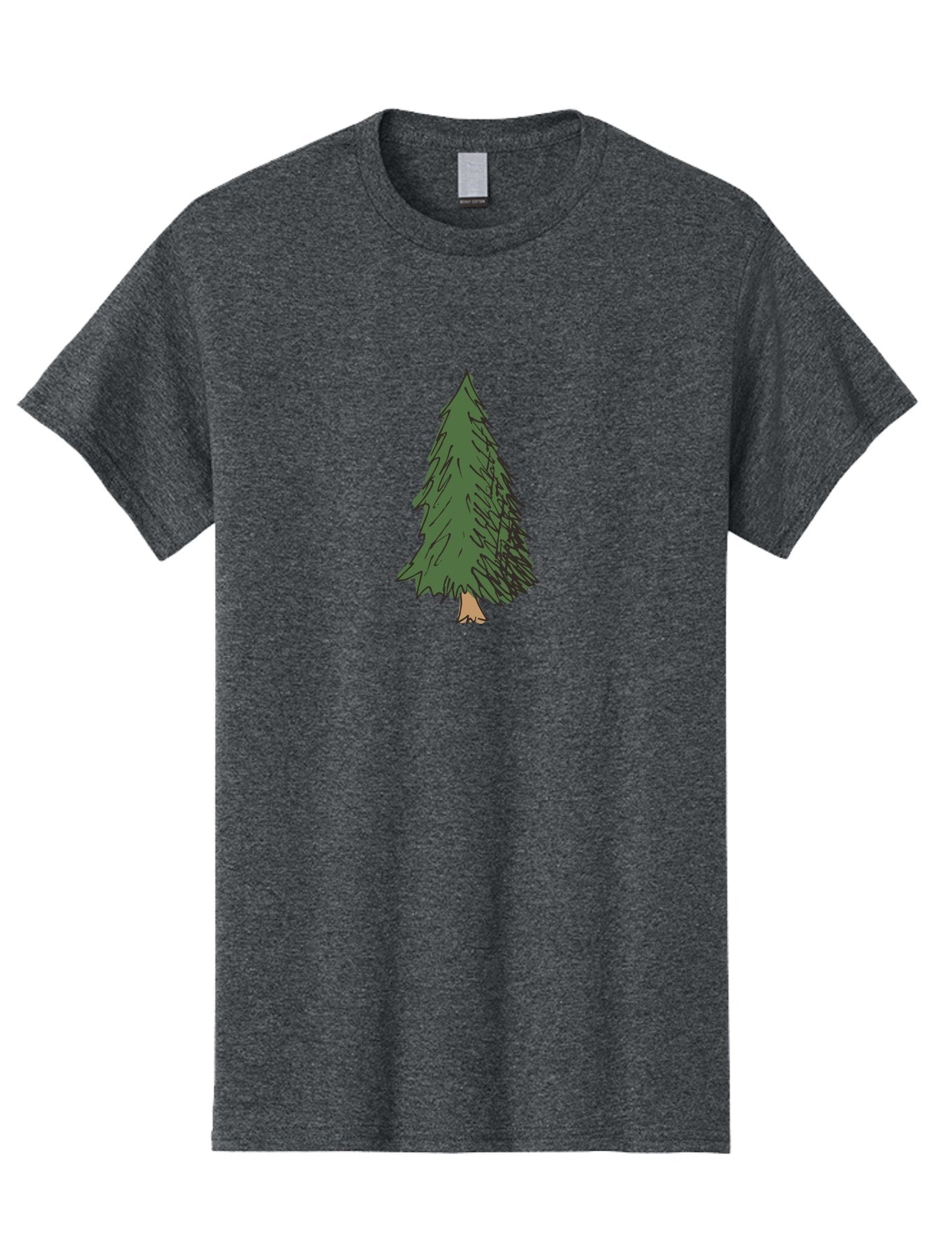 Pine-Tree-2 Men'S Graphic Tee, 100% Cotton, Comfortable Casual Summer Wear, Machine Washable, Evergreen Tree, Pine Tree, Cartoon Illustration, Simple Drawing, Green Foliage, Tree Trunk, Forest Art, Digital Graphics Aab041 10