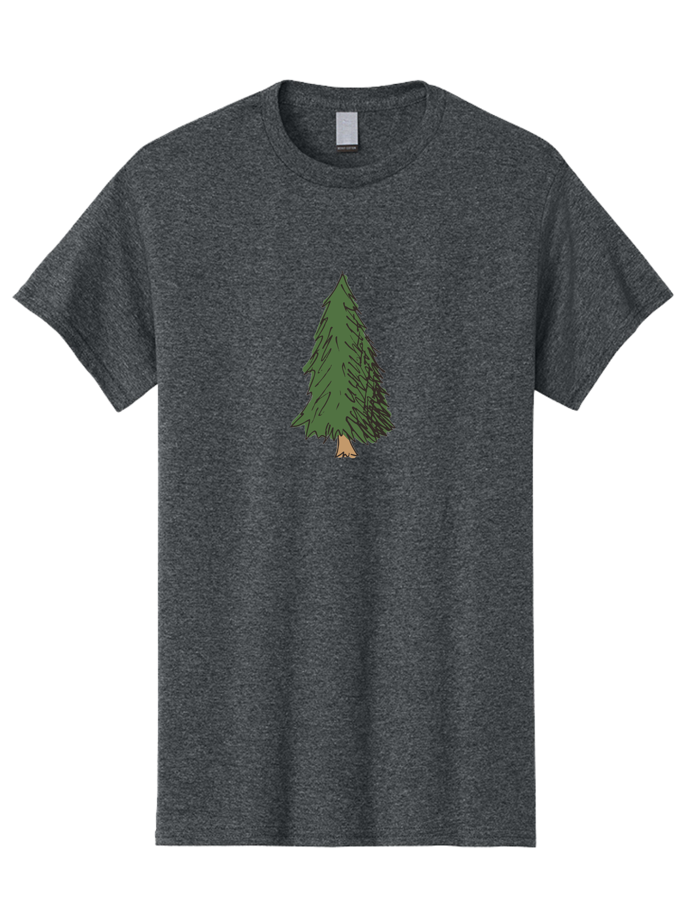 Pine-Tree-2 Men'S Graphic Tee, 100% Cotton, Comfortable Casual Summer Wear, Machine Washable, Evergreen Tree, Pine Tree, Cartoon Illustration, Simple Drawing, Green Foliage, Tree Trunk, Forest Art, Digital Graphics Aab041 7