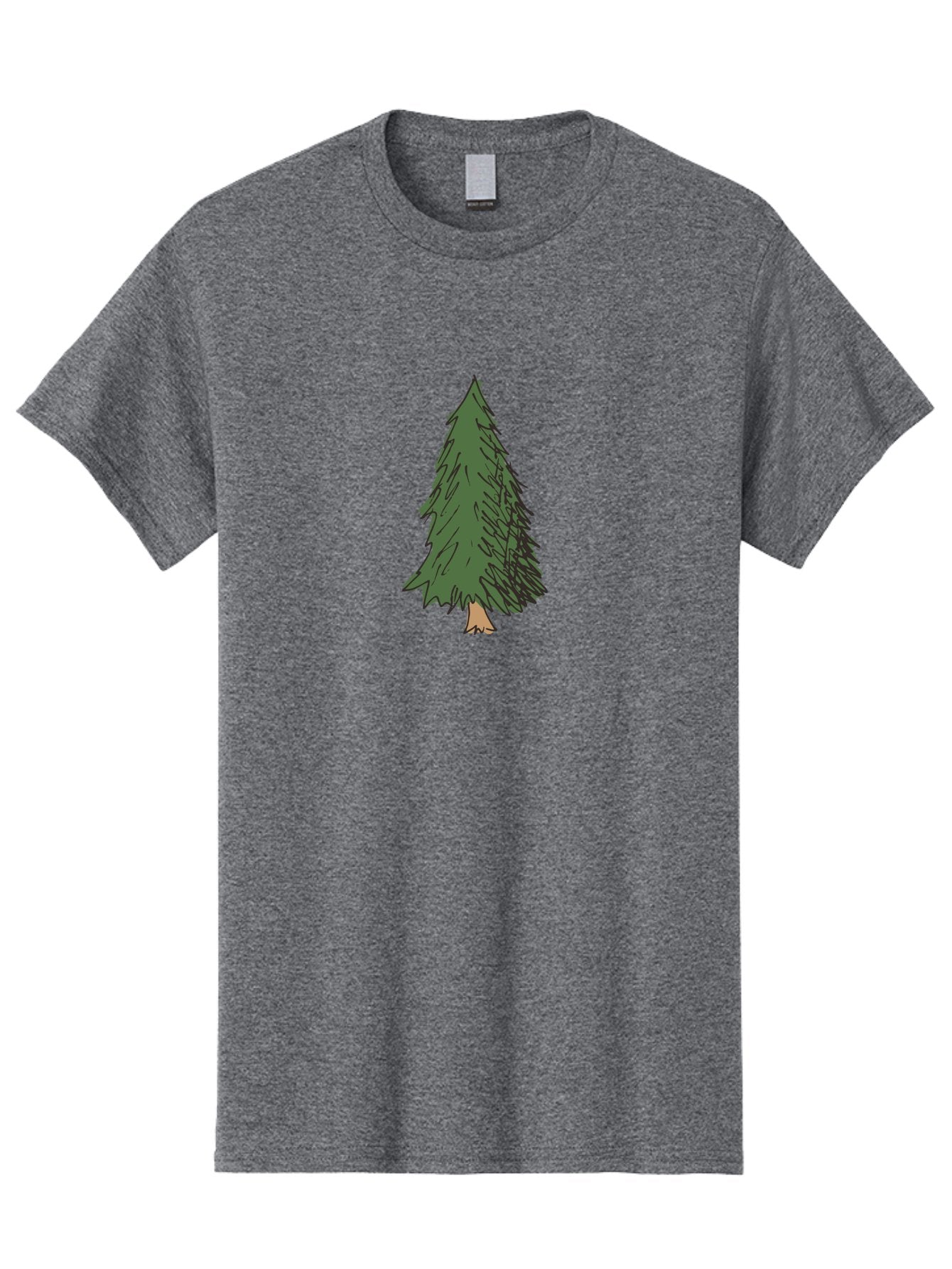 Pine-Tree-2 Men'S Graphic Tee, 100% Cotton, Comfortable Casual Summer Wear, Machine Washable, Evergreen Tree, Pine Tree, Cartoon Illustration, Simple Drawing, Green Foliage, Tree Trunk, Forest Art, Digital Graphics Aab041 6