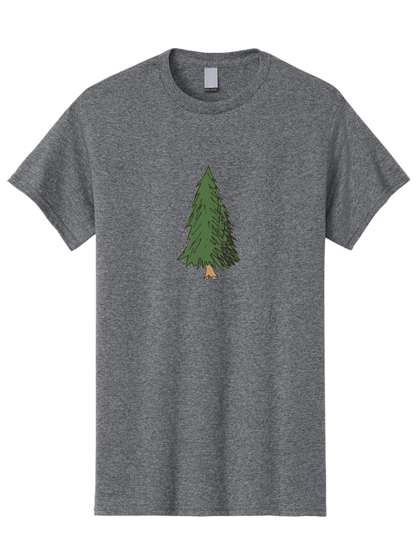 Pine-Tree-2 Men'S Graphic Tee, 100% Cotton, Comfortable Casual Summer Wear, Machine Washable, Evergreen Tree, Pine Tree, Cartoon Illustration, Simple Drawing, Green Foliage, Tree Trunk, Forest Art, Digital Graphics Aab041 9