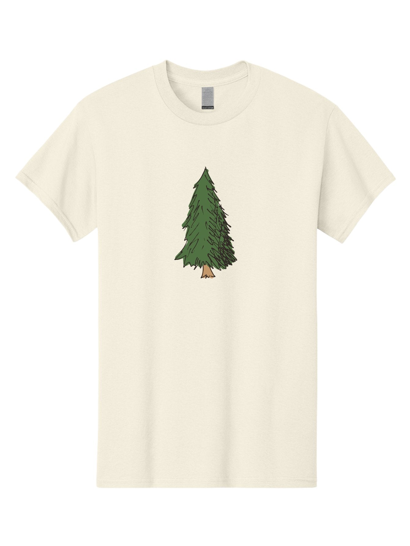 Pine-Tree-2 Men'S Graphic Tee, 100% Cotton, Comfortable Casual Summer Wear, Machine Washable, Evergreen Tree, Pine Tree, Cartoon Illustration, Simple Drawing, Green Foliage, Tree Trunk, Forest Art, Digital Graphics Aab041 12