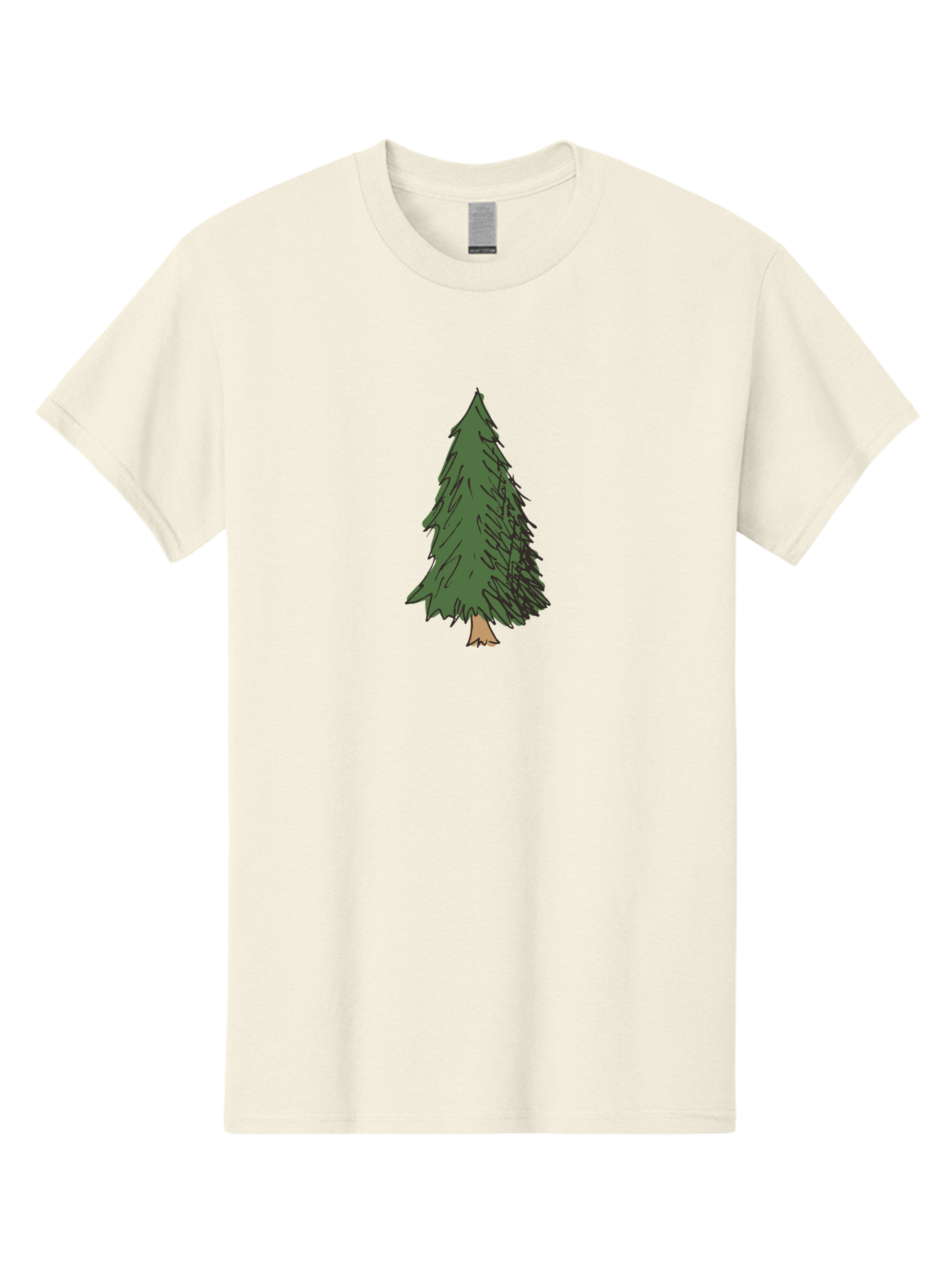 Pine-Tree-2 Men'S Graphic Tee, 100% Cotton, Comfortable Casual Summer Wear, Machine Washable, Evergreen Tree, Pine Tree, Cartoon Illustration, Simple Drawing, Green Foliage, Tree Trunk, Forest Art, Digital Graphics Aab041 17