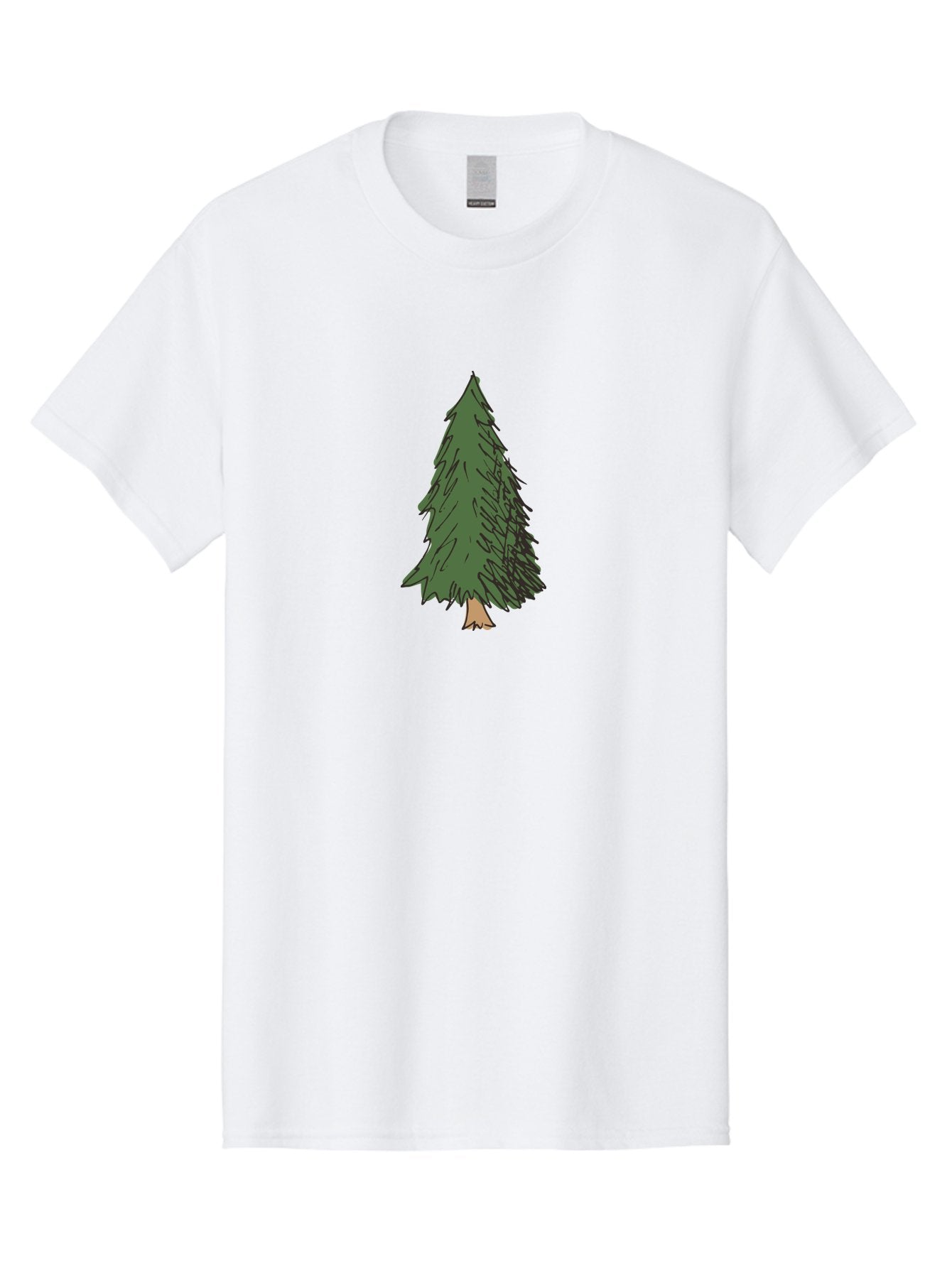 Pine-Tree-2 Men'S Graphic Tee, 100% Cotton, Comfortable Casual Summer Wear, Machine Washable, Evergreen Tree, Pine Tree, Cartoon Illustration, Simple Drawing, Green Foliage, Tree Trunk, Forest Art, Digital Graphics Aab041 4