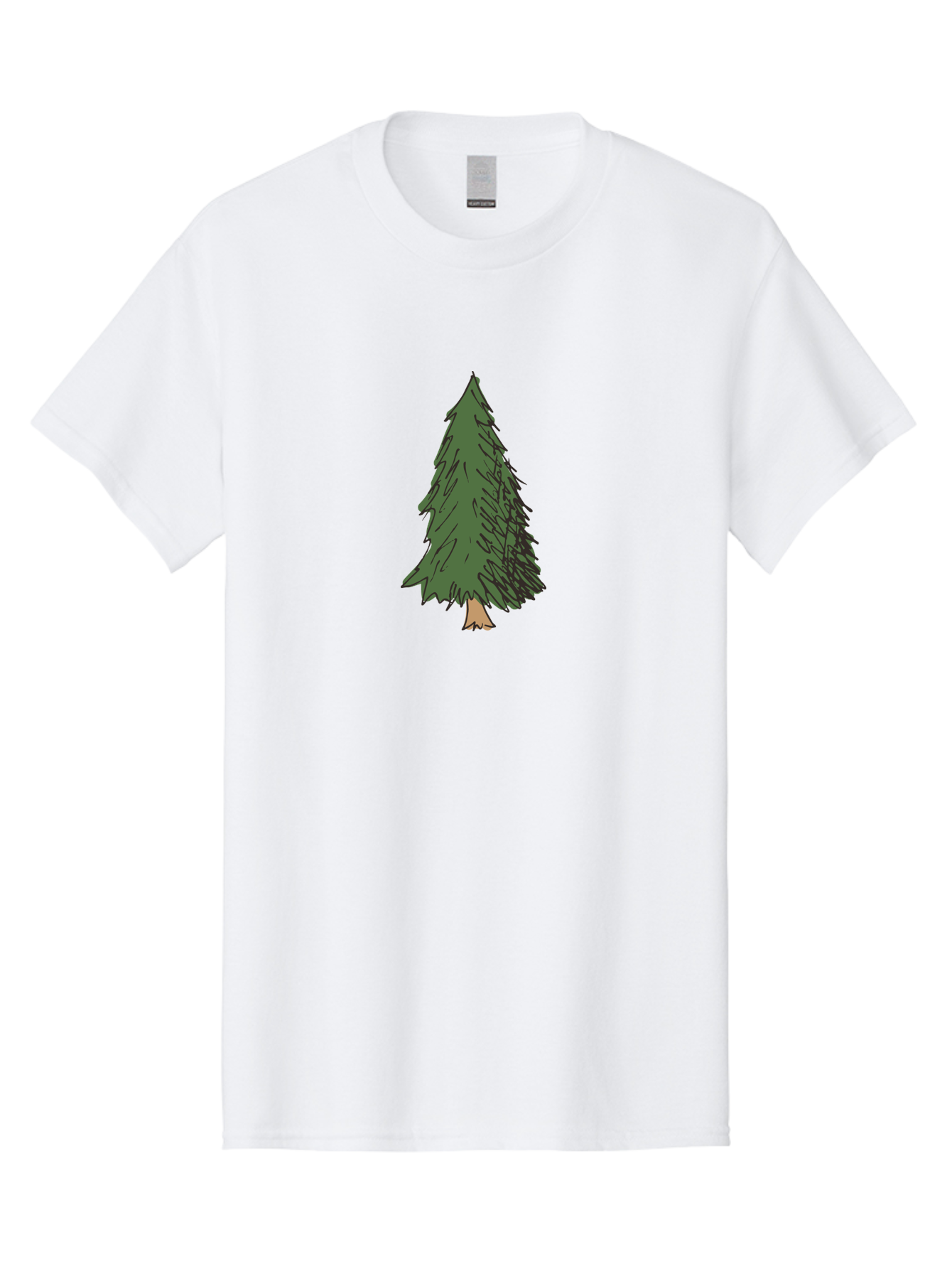 Pine-Tree-2 Men'S Graphic Tee, 100% Cotton, Comfortable Casual Summer Wear, Machine Washable, Evergreen Tree, Pine Tree, Cartoon Illustration, Simple Drawing, Green Foliage, Tree Trunk, Forest Art, Digital Graphics Aab041 29