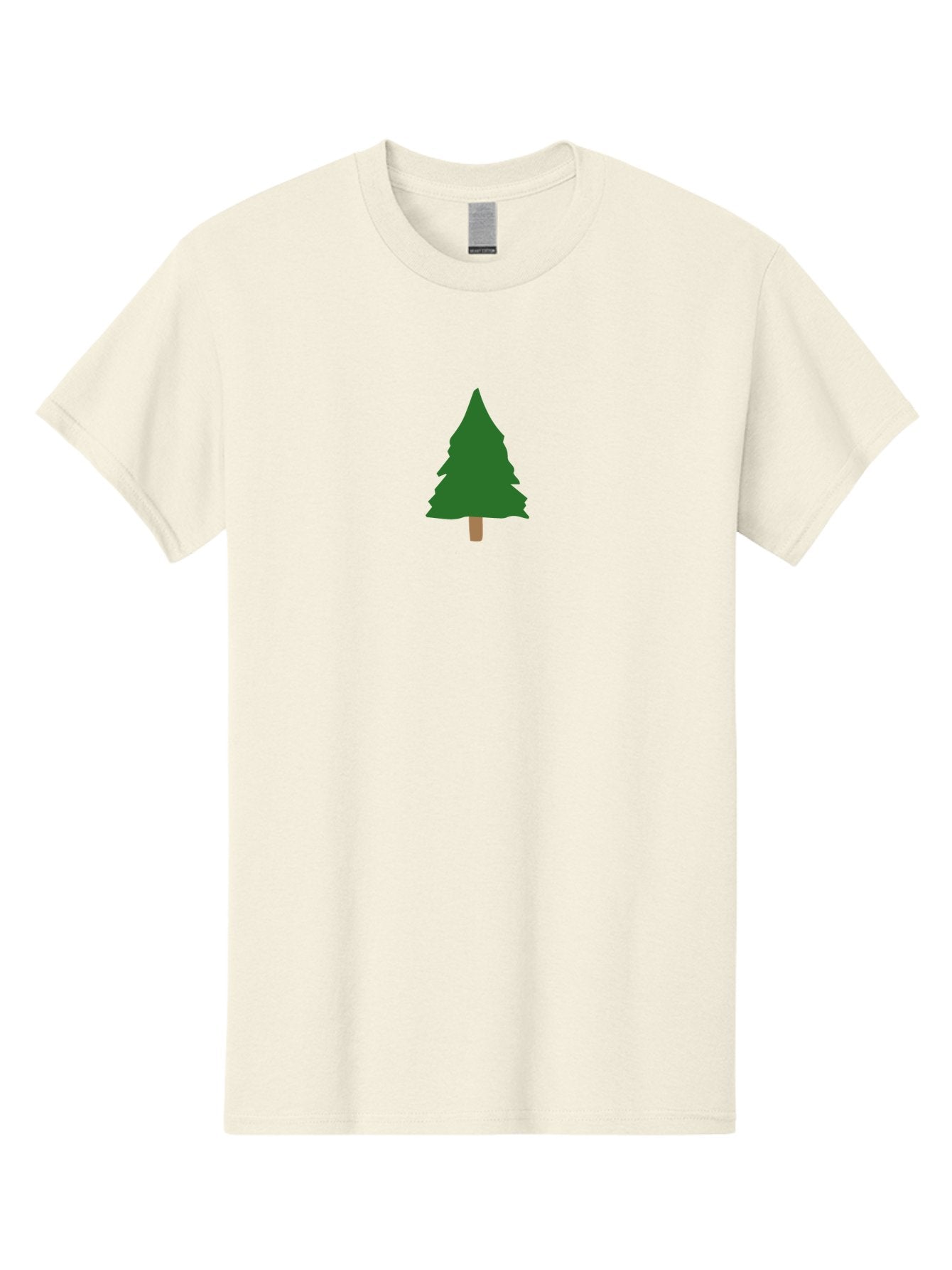 Pine-Tree-3 Men'S Graphic Tee, 100% Cotton, Comfortable Casual Summer Wear, Machine Washable, Simple Pine Tree, Cartoon Style, Evergreen Tree, Conical Shape, Brown Trunk, Digital Art, Minimalist Design Aab042