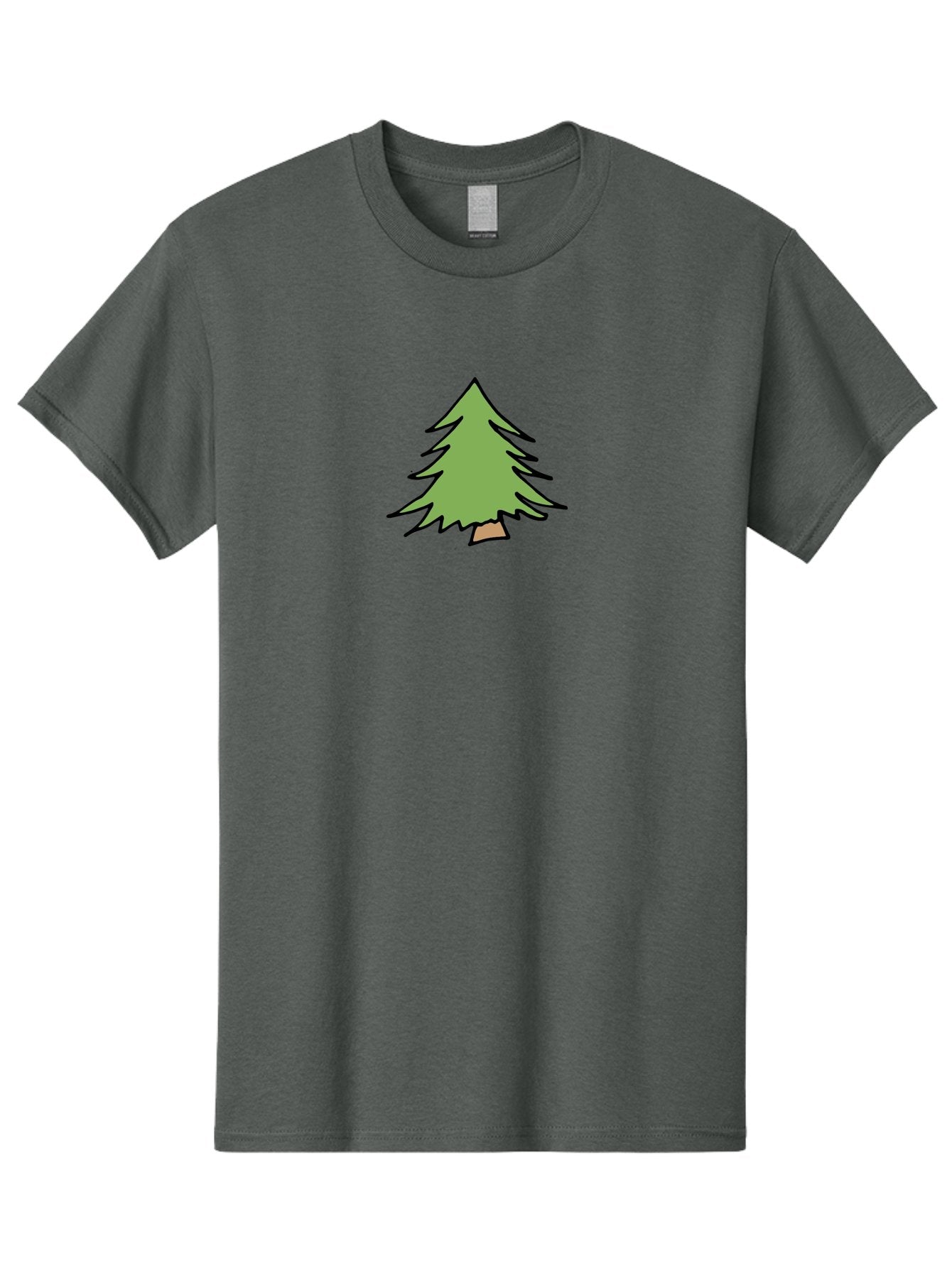 Pine-Tree Men'S Graphic Tee, 100% Cotton, Comfortable Casual Summer Wear, Machine Washable, Cartoon Evergreen Tree, Simple Tree Illustration, Green Foliage, Brown Trunk, Minimalist Design, Digital Art, Cute Graphics Aab043 9
