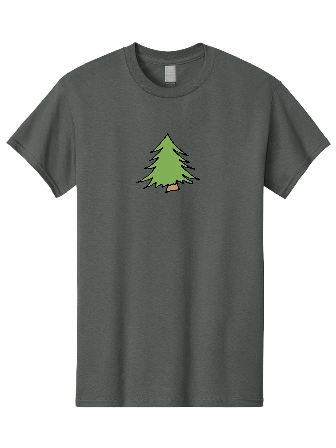 Pine-Tree Men'S Graphic Tee, 100% Cotton, Comfortable Casual Summer Wear, Machine Washable, Cartoon Evergreen Tree, Simple Tree Illustration, Green Foliage, Brown Trunk, Minimalist Design, Digital Art, Cute Graphics Aab043 3