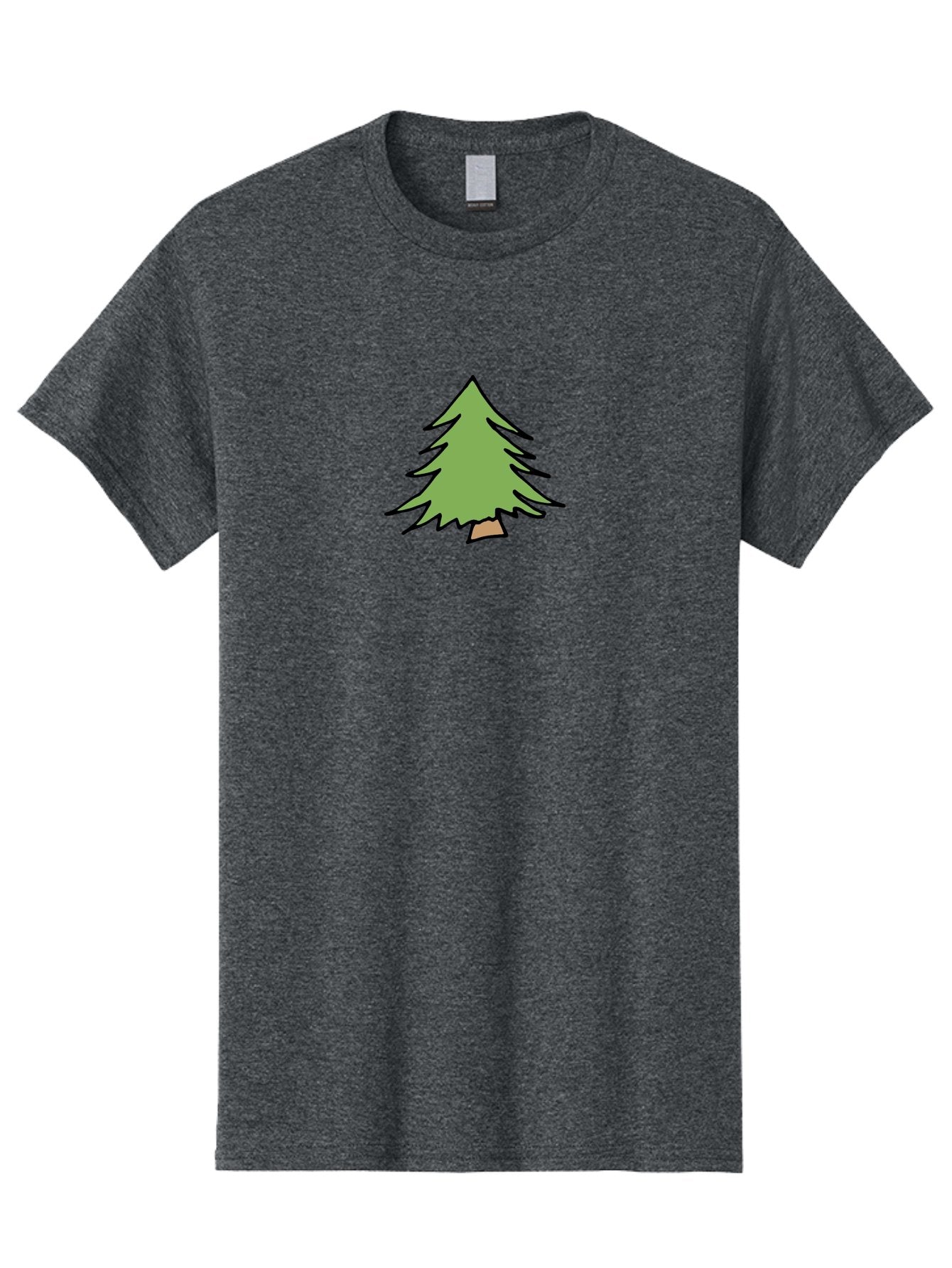 Pine-Tree Men'S Graphic Tee, 100% Cotton, Comfortable Casual Summer Wear, Machine Washable, Cartoon Evergreen Tree, Simple Tree Illustration, Green Foliage, Brown Trunk, Minimalist Design, Digital Art, Cute Graphics Aab043