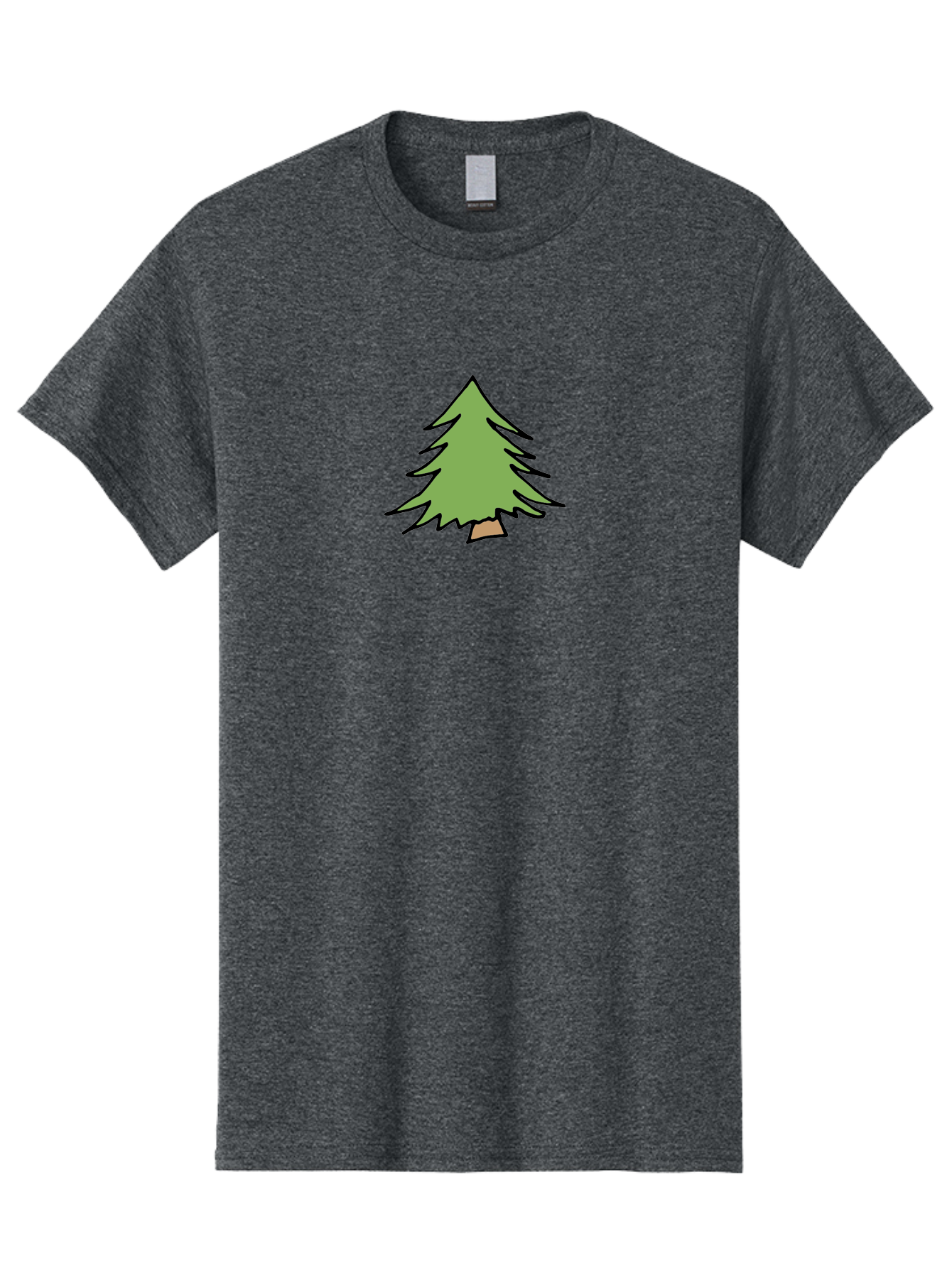 Pine-Tree Men'S Graphic Tee, 100% Cotton, Comfortable Casual Summer Wear, Machine Washable, Cartoon Evergreen Tree, Simple Tree Illustration, Green Foliage, Brown Trunk, Minimalist Design, Digital Art, Cute Graphics Aab043 7
