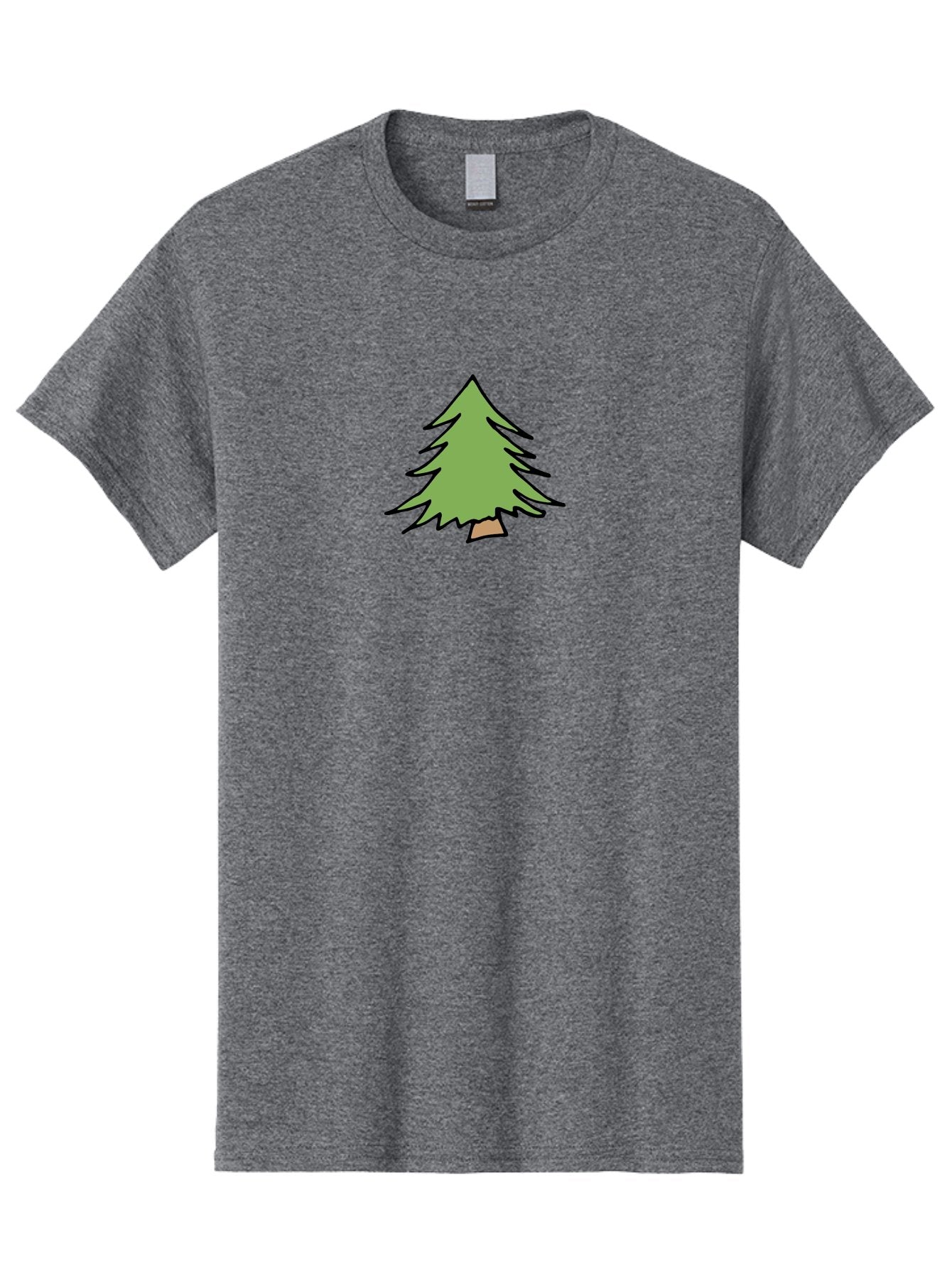 Pine-Tree Men'S Graphic Tee, 100% Cotton, Comfortable Casual Summer Wear, Machine Washable, Cartoon Evergreen Tree, Simple Tree Illustration, Green Foliage, Brown Trunk, Minimalist Design, Digital Art, Cute Graphics Aab043 14