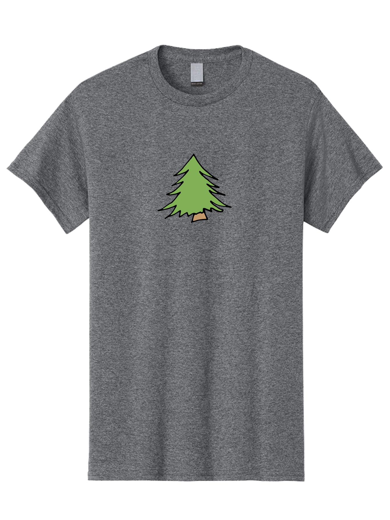 Pine-Tree Men'S Graphic Tee, 100% Cotton, Comfortable Casual Summer Wear, Machine Washable, Cartoon Evergreen Tree, Simple Tree Illustration, Green Foliage, Brown Trunk, Minimalist Design, Digital Art, Cute Graphics Aab043 9