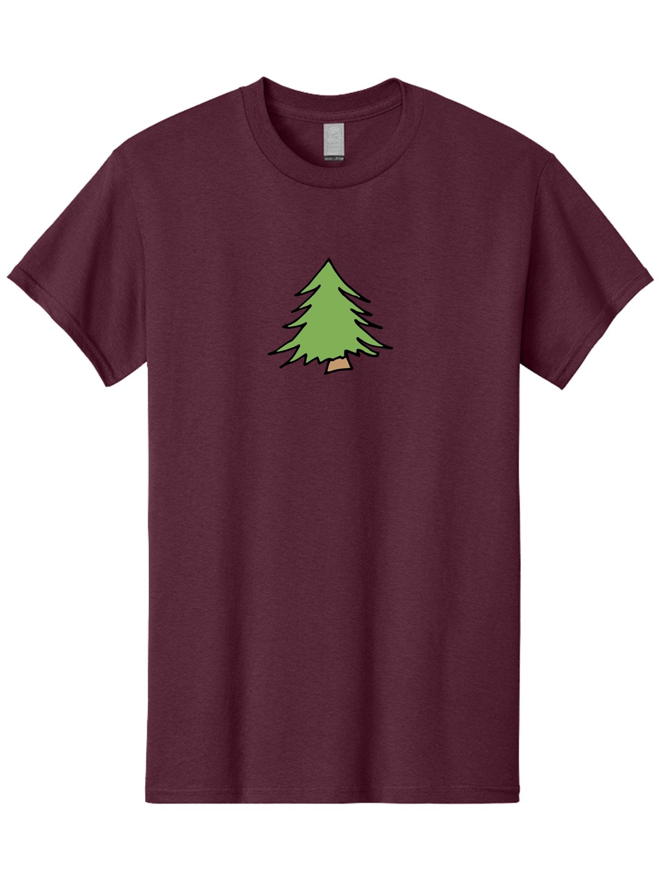 Pine-Tree Men'S Graphic Tee, 100% Cotton, Comfortable Casual Summer Wear, Machine Washable, Cartoon Evergreen Tree, Simple Tree Illustration, Green Foliage, Brown Trunk, Minimalist Design, Digital Art, Cute Graphics Aab043 6