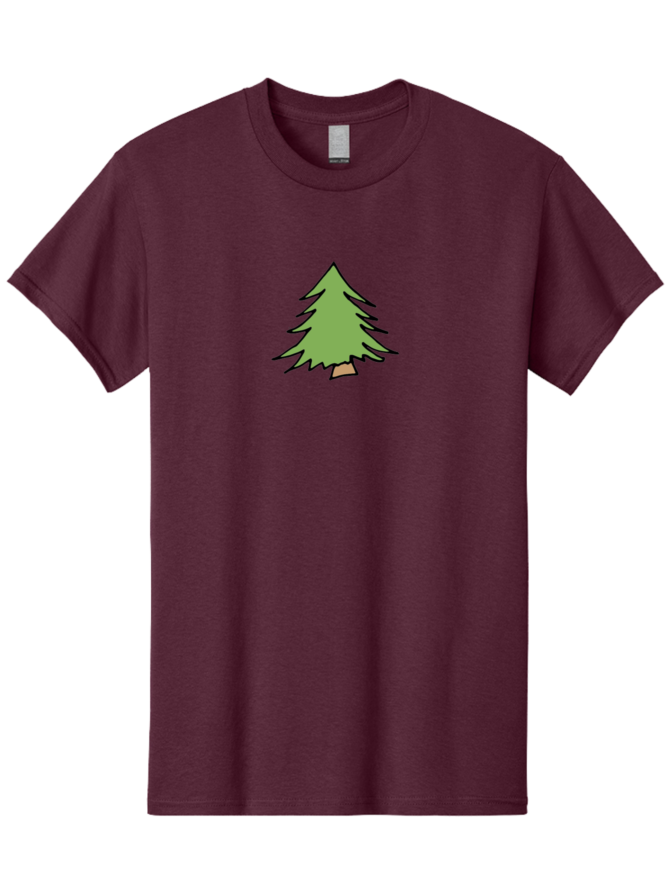 Pine-Tree Men'S Graphic Tee, 100% Cotton, Comfortable Casual Summer Wear, Machine Washable, Cartoon Evergreen Tree, Simple Tree Illustration, Green Foliage, Brown Trunk, Minimalist Design, Digital Art, Cute Graphics Aab043 13