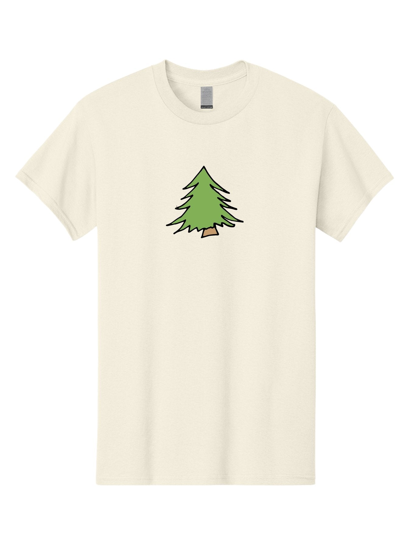 Pine-Tree Men'S Graphic Tee, 100% Cotton, Comfortable Casual Summer Wear, Machine Washable, Cartoon Evergreen Tree, Simple Tree Illustration, Green Foliage, Brown Trunk, Minimalist Design, Digital Art, Cute Graphics Aab043 12