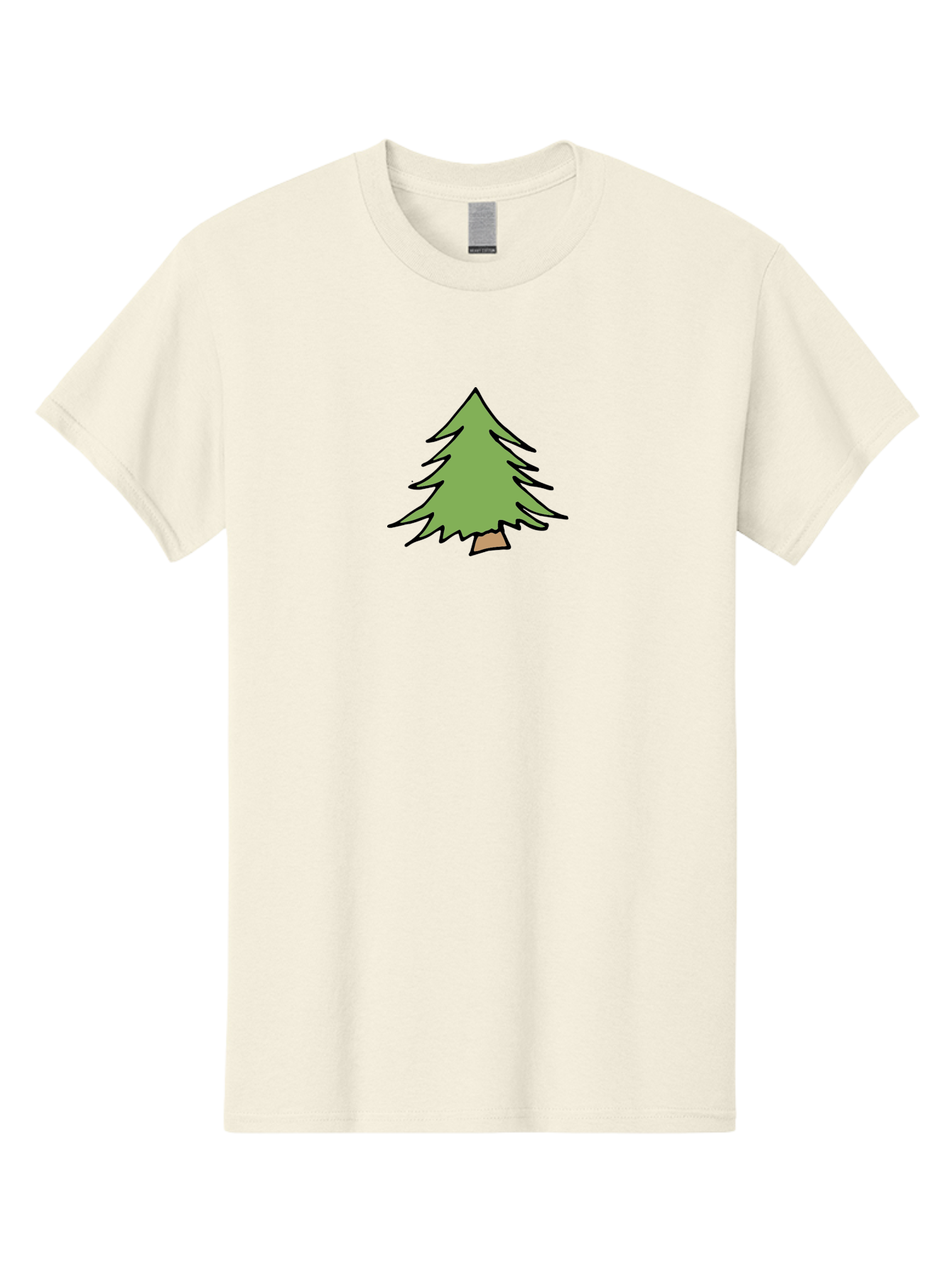 Pine-Tree Men'S Graphic Tee, 100% Cotton, Comfortable Casual Summer Wear, Machine Washable, Cartoon Evergreen Tree, Simple Tree Illustration, Green Foliage, Brown Trunk, Minimalist Design, Digital Art, Cute Graphics Aab043 17