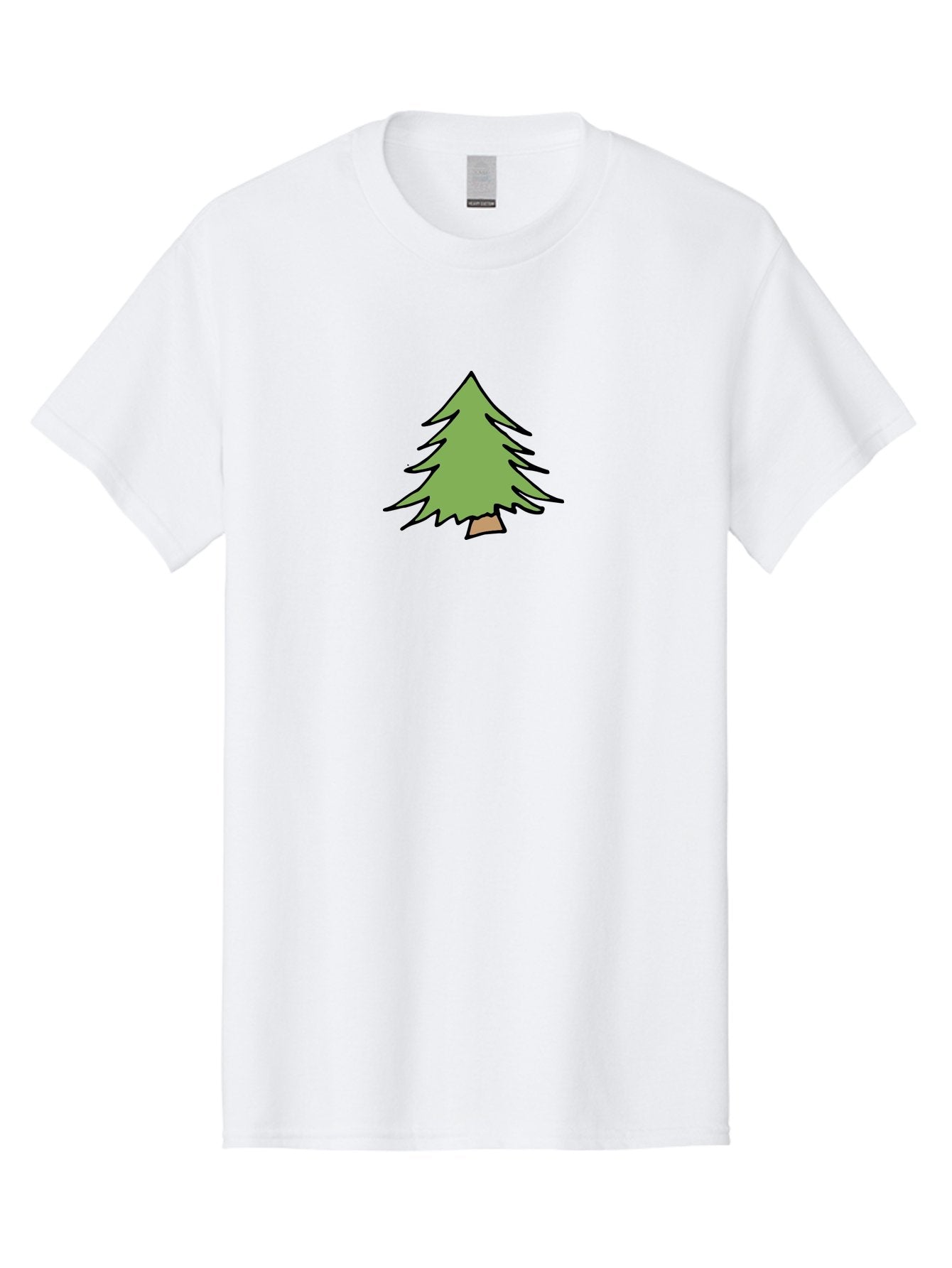 Pine-Tree Men'S Graphic Tee, 100% Cotton, Comfortable Casual Summer Wear, Machine Washable, Cartoon Evergreen Tree, Simple Tree Illustration, Green Foliage, Brown Trunk, Minimalist Design, Digital Art, Cute Graphics Aab043 8