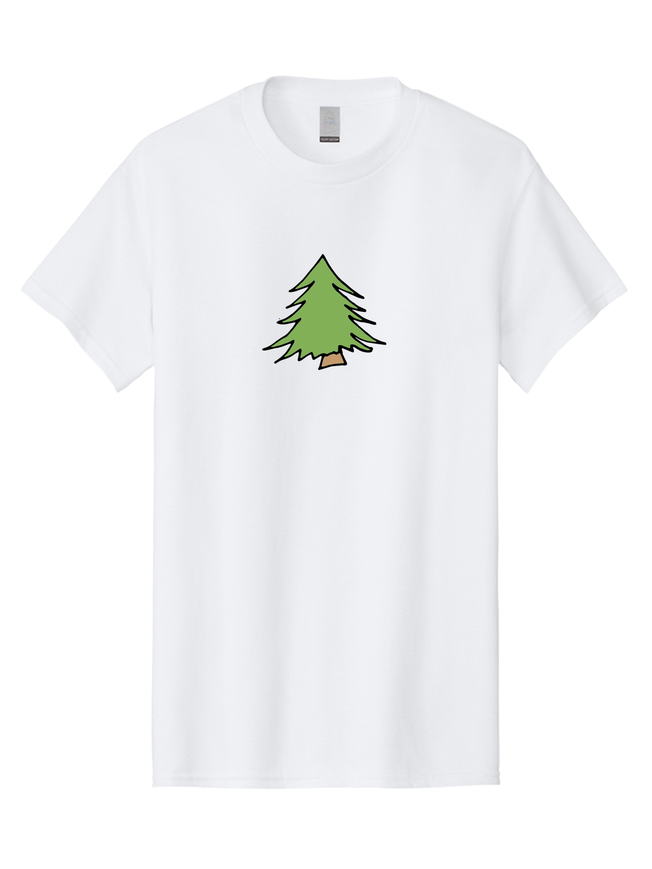 Pine-Tree Men'S Graphic Tee, 100% Cotton, Comfortable Casual Summer Wear, Machine Washable, Cartoon Evergreen Tree, Simple Tree Illustration, Green Foliage, Brown Trunk, Minimalist Design, Digital Art, Cute Graphics Aab043 29