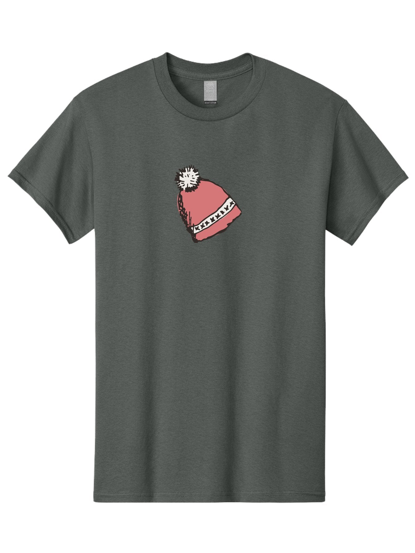 Pink-Hat Men'S Graphic Tee, 100% Cotton, Comfortable Casual Summer Wear, Machine Washable, Winter Hat, Pink Knitted Hat, Festive Headgear, White Pom-Pom, Seasonal Fashion, Cold Weather Clothing, Stylish Accessories, X X X X Y Pattern Aab044 11