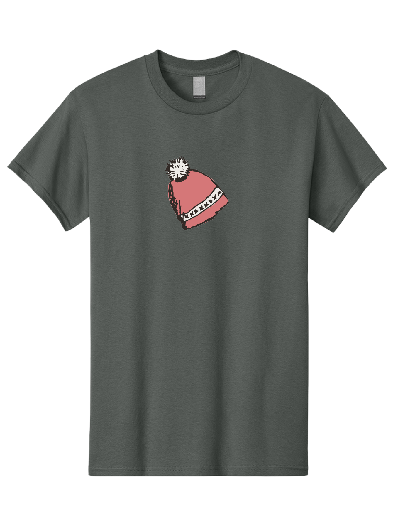 Pink-Hat Men'S Graphic Tee, 100% Cotton, Comfortable Casual Summer Wear, Machine Washable, Winter Hat, Pink Knitted Hat, Festive Headgear, White Pom-Pom, Seasonal Fashion, Cold Weather Clothing, Stylish Accessories, X X X X Y Pattern Aab044 3
