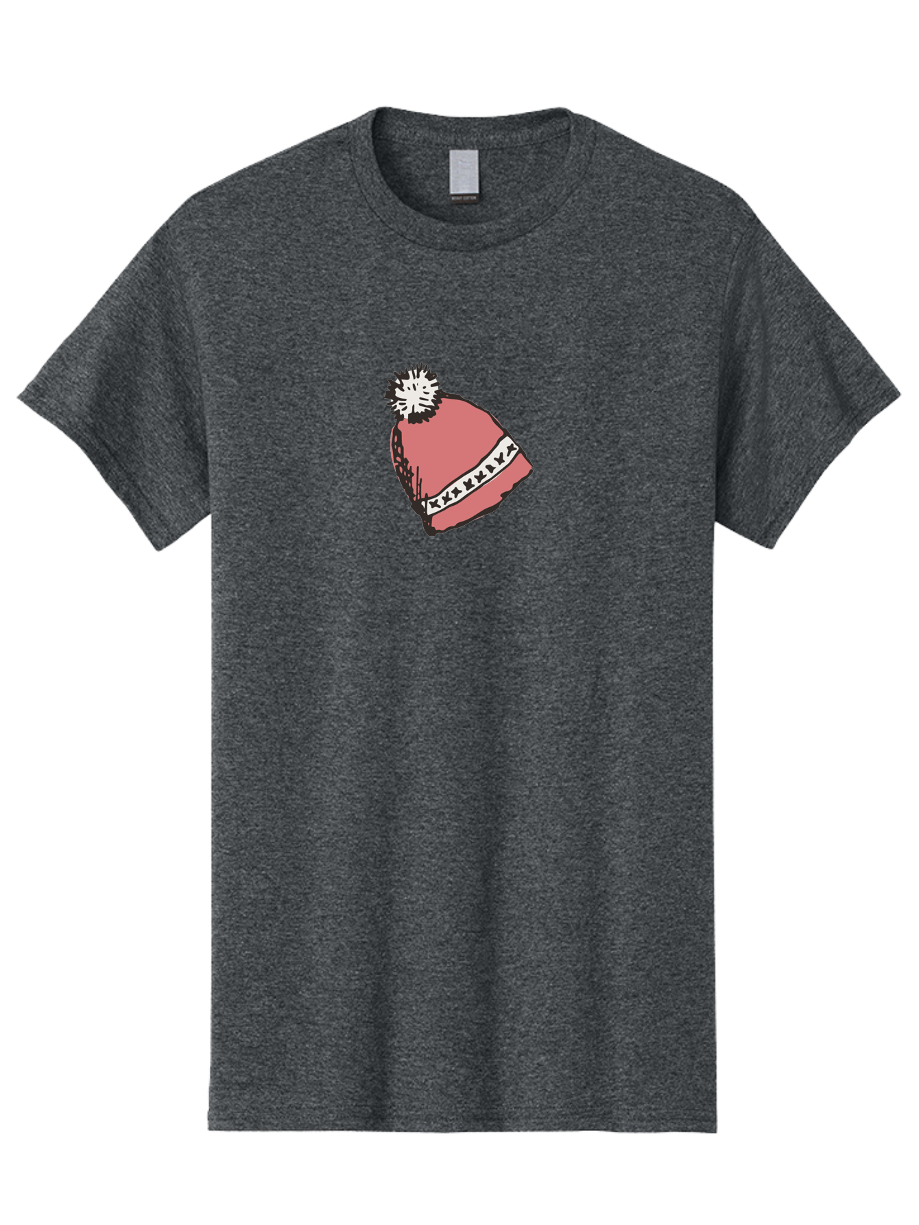 Pink-Hat Men'S Graphic Tee, 100% Cotton, Comfortable Casual Summer Wear, Machine Washable, Winter Hat, Pink Knitted Hat, Festive Headgear, White Pom-Pom, Seasonal Fashion, Cold Weather Clothing, Stylish Accessories, X X X X Y Pattern Aab044 7