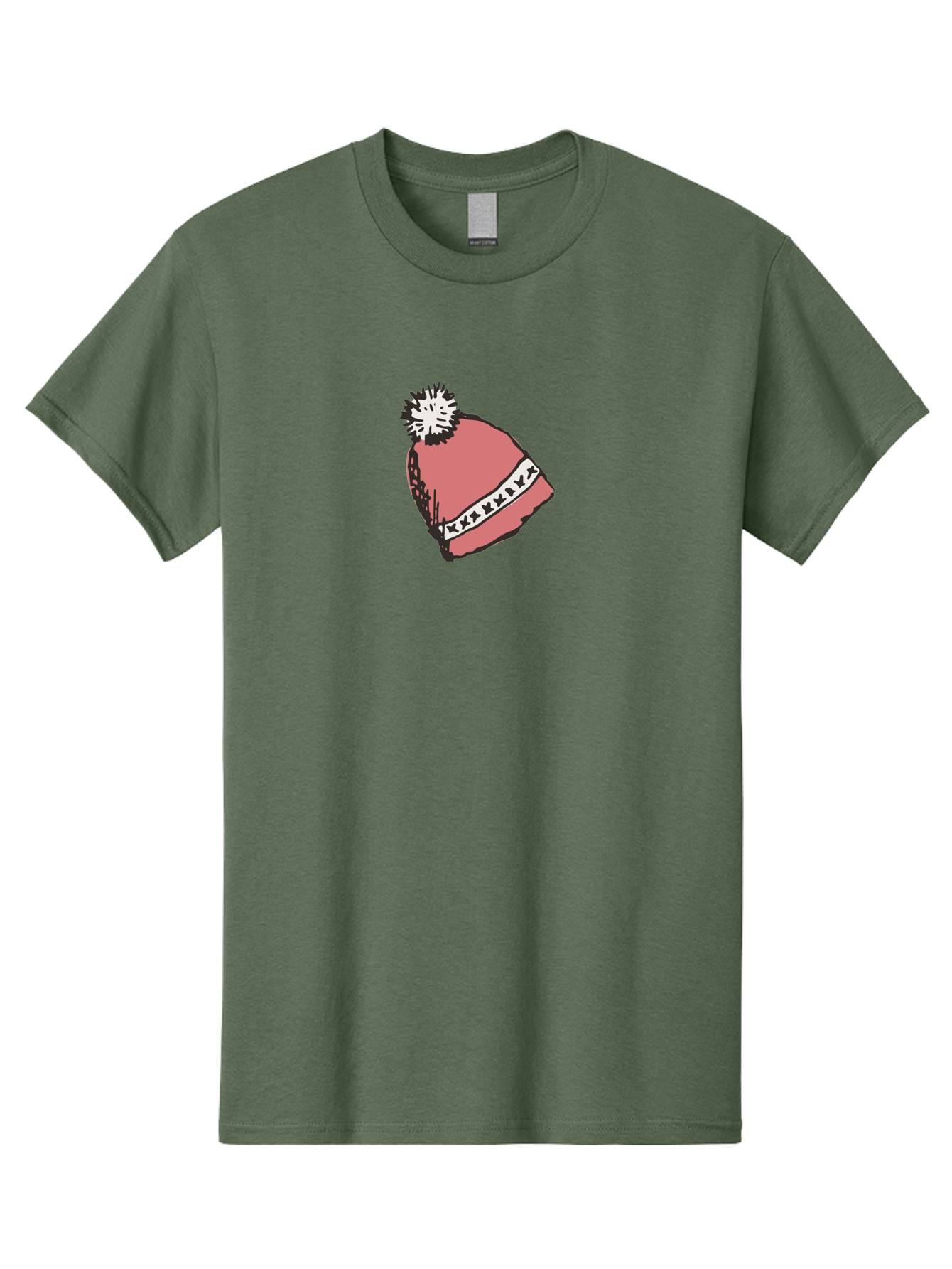 Pink-Hat Men'S Graphic Tee, 100% Cotton, Comfortable Casual Summer Wear, Machine Washable, Winter Hat, Pink Knitted Hat, Festive Headgear, White Pom-Pom, Seasonal Fashion, Cold Weather Clothing, Stylish Accessories, X X X X Y Pattern Aab044 15