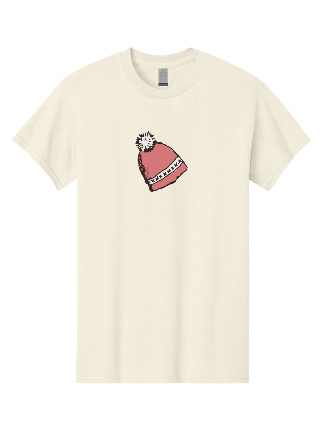 Pink-Hat Men'S Graphic Tee, 100% Cotton, Comfortable Casual Summer Wear, Machine Washable, Winter Hat, Pink Knitted Hat, Festive Headgear, White Pom-Pom, Seasonal Fashion, Cold Weather Clothing, Stylish Accessories, X X X X Y Pattern Aab044 17