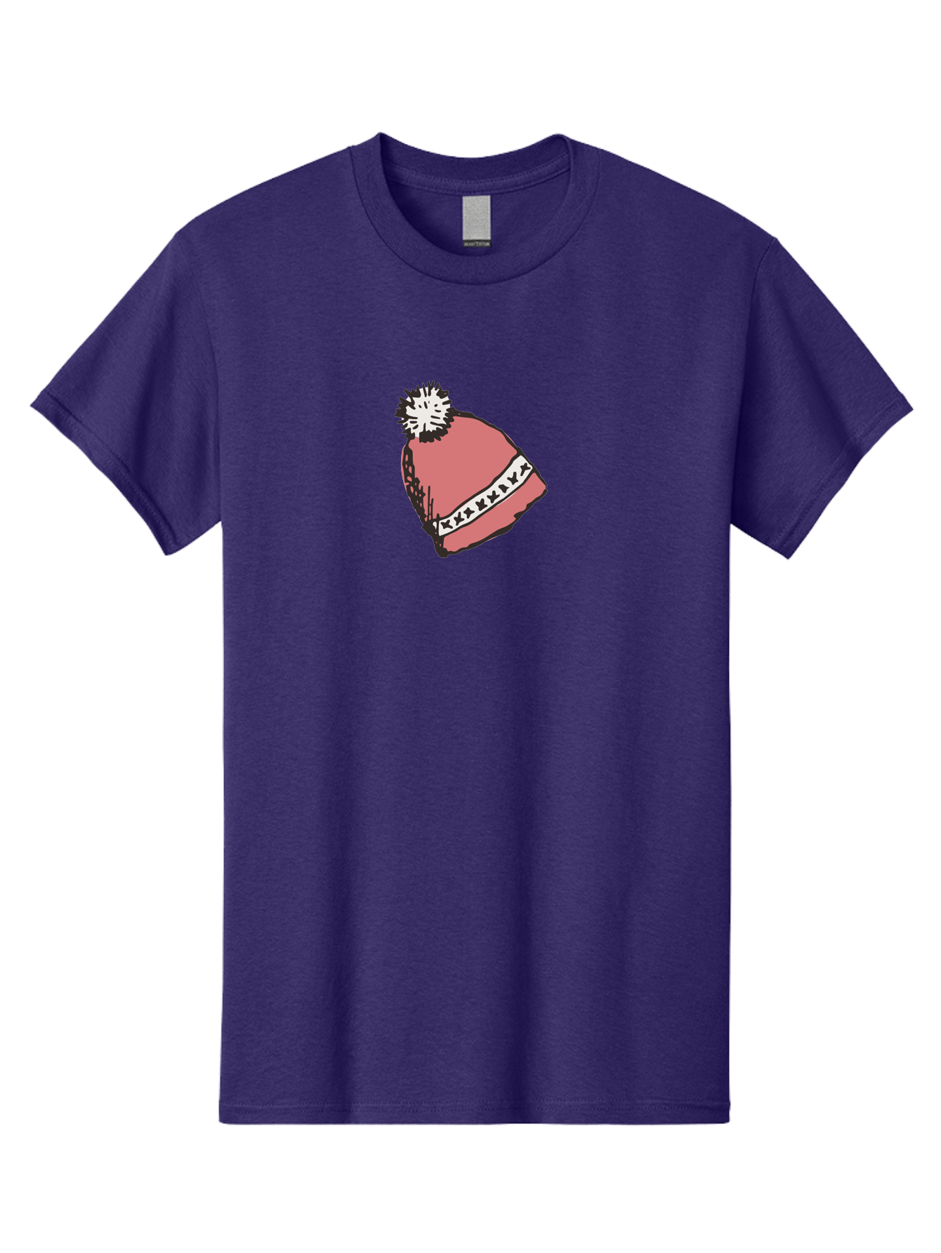 Pink-Hat Men'S Graphic Tee, 100% Cotton, Comfortable Casual Summer Wear, Machine Washable, Winter Hat, Pink Knitted Hat, Festive Headgear, White Pom-Pom, Seasonal Fashion, Cold Weather Clothing, Stylish Accessories, X X X X Y Pattern Aab044 21
