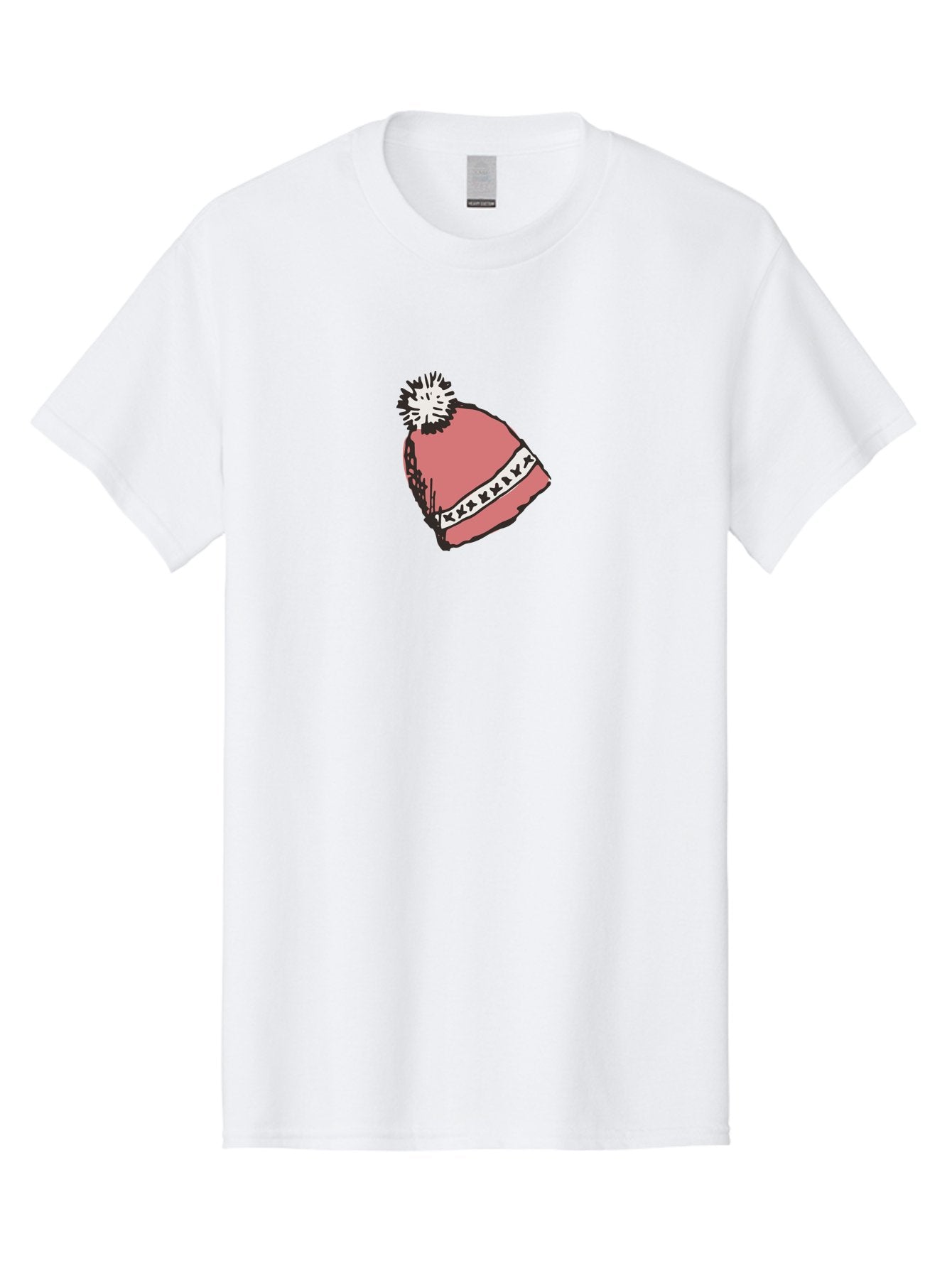 Pink-Hat Men'S Graphic Tee, 100% Cotton, Comfortable Casual Summer Wear, Machine Washable, Winter Hat, Pink Knitted Hat, Festive Headgear, White Pom-Pom, Seasonal Fashion, Cold Weather Clothing, Stylish Accessories, X X X X Y Pattern Aab044 6