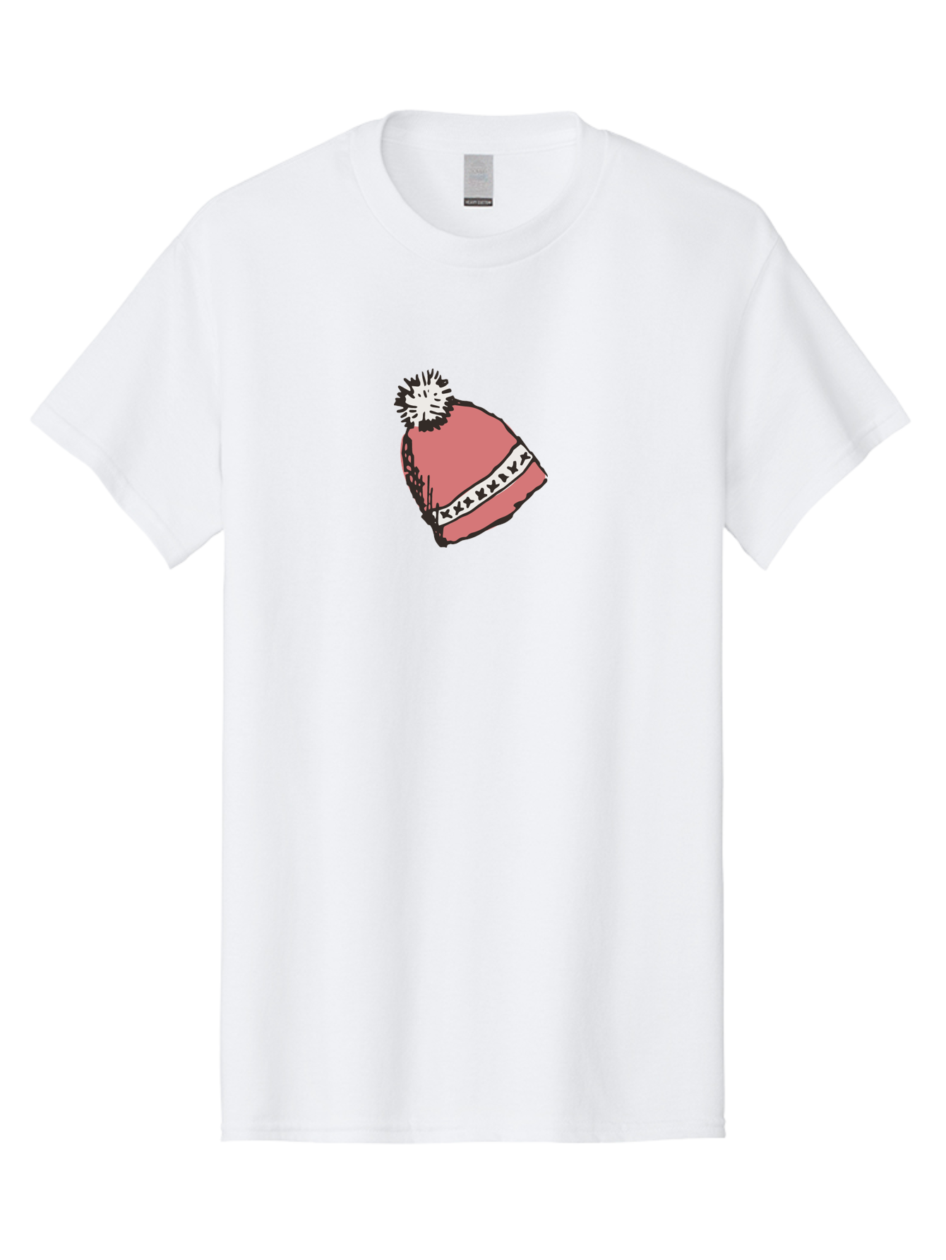 Pink-Hat Men'S Graphic Tee, 100% Cotton, Comfortable Casual Summer Wear, Machine Washable, Winter Hat, Pink Knitted Hat, Festive Headgear, White Pom-Pom, Seasonal Fashion, Cold Weather Clothing, Stylish Accessories, X X X X Y Pattern Aab044 29