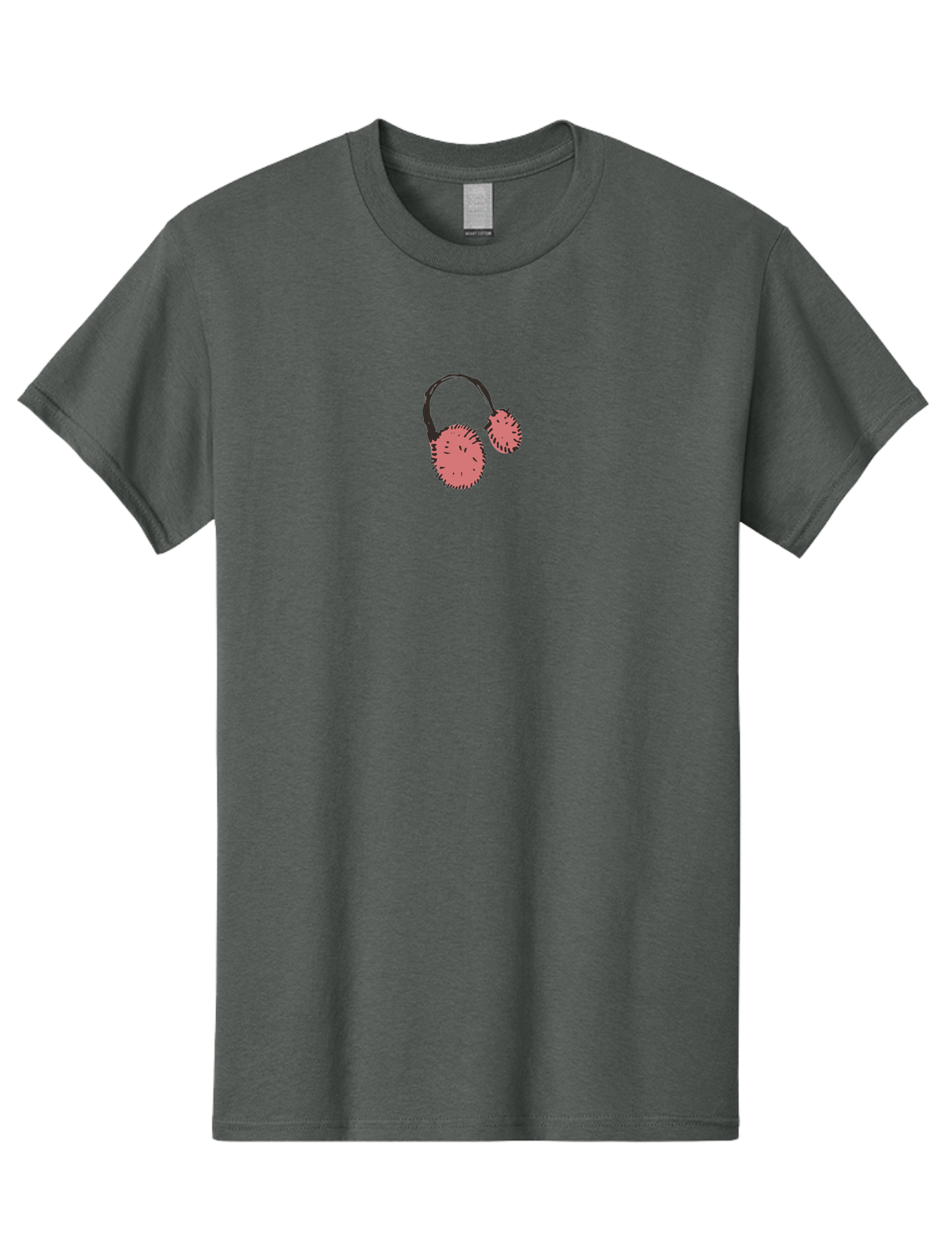 Pink-Headphones Men'S Graphic Tee, 100% Cotton, Comfortable Casual Summer Wear, Machine Washable, Headphones With Spiky Ear Cups, Pink Earpieces, Black Accents, Music Accessories, Audio Gear, Spiky Design, Edgy Style Aab045 3