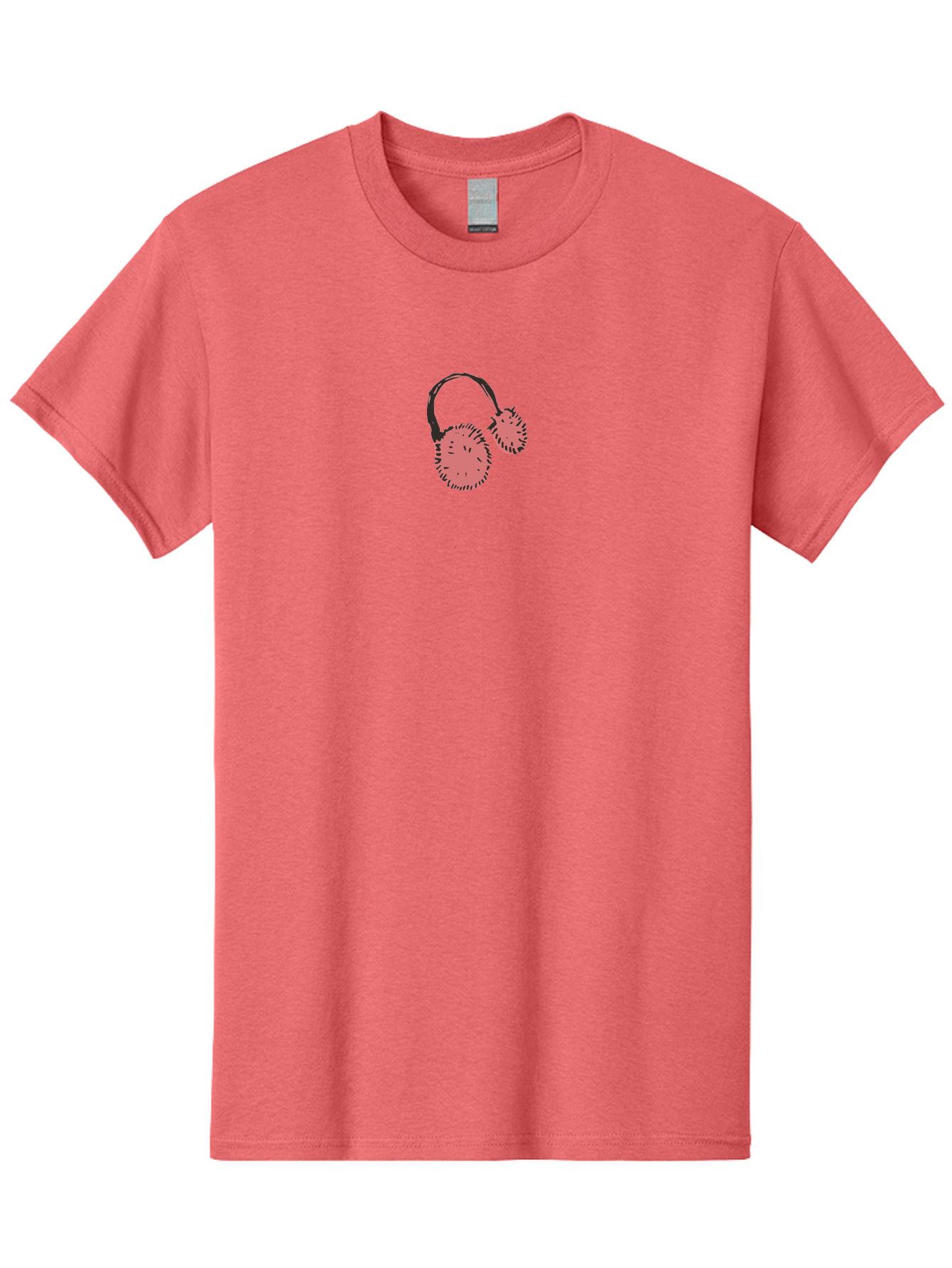Pink-Headphones Men'S Graphic Tee, 100% Cotton, Comfortable Casual Summer Wear, Machine Washable, Headphones With Spiky Ear Cups, Pink Earpieces, Black Accents, Music Accessories, Audio Gear, Spiky Design, Edgy Style Aab045 5