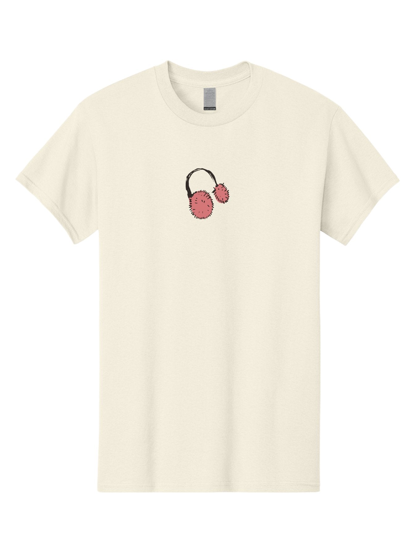 Pink-Headphones Men'S Graphic Tee, 100% Cotton, Comfortable Casual Summer Wear, Machine Washable, Headphones With Spiky Ear Cups, Pink Earpieces, Black Accents, Music Accessories, Audio Gear, Spiky Design, Edgy Style Aab045