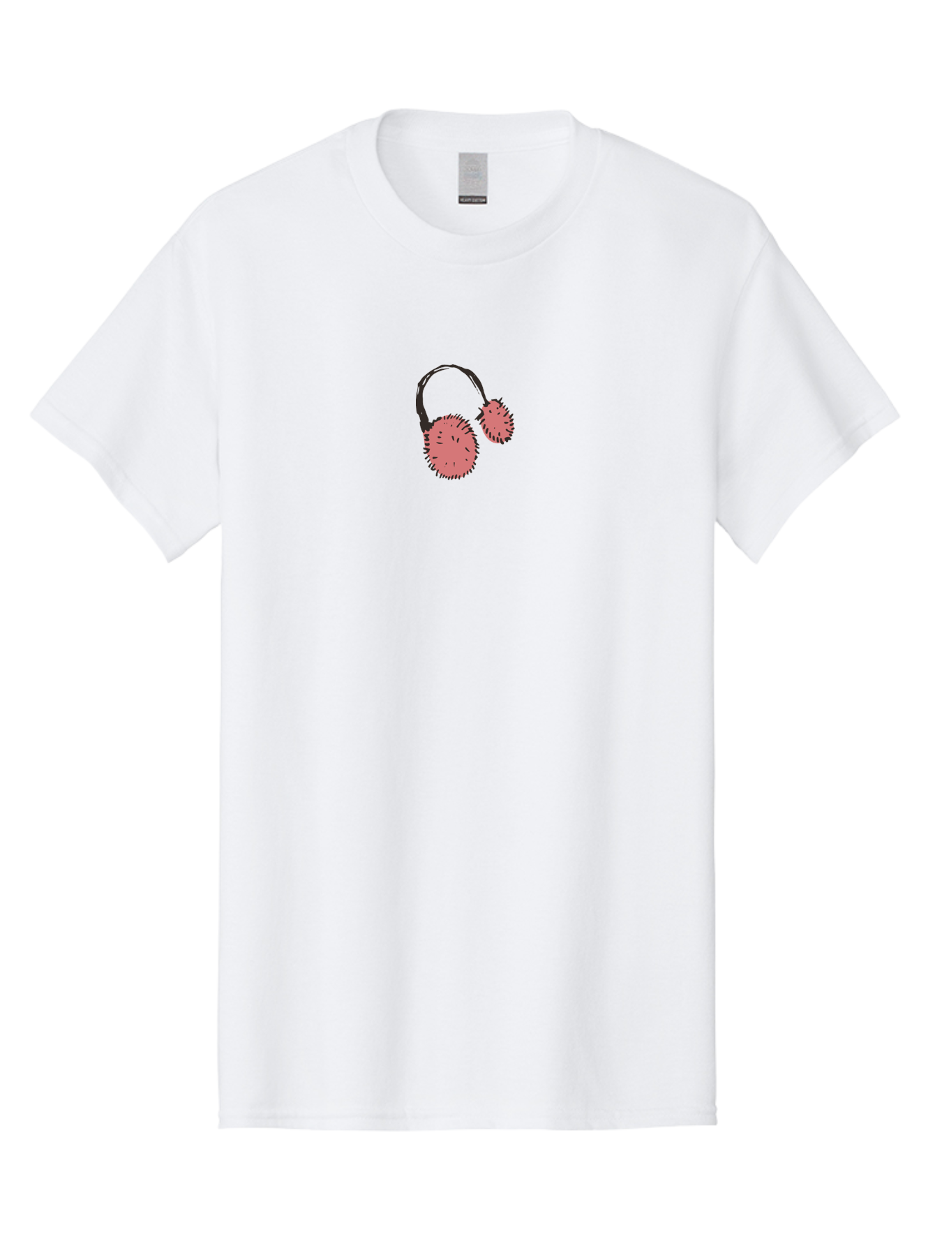 Pink-Headphones Men'S Graphic Tee, 100% Cotton, Comfortable Casual Summer Wear, Machine Washable, Headphones With Spiky Ear Cups, Pink Earpieces, Black Accents, Music Accessories, Audio Gear, Spiky Design, Edgy Style Aab045 29