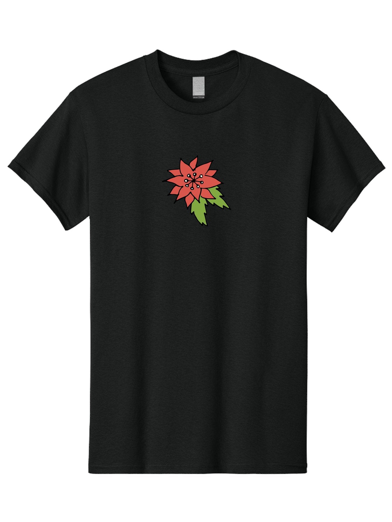 Poinsettia-2 Men'S Graphic Tee, 100% Cotton, Comfortable Casual Summer Wear, Machine Washable, Red Poinsettia Flower, Festive Holiday Decor, Christmas Plant, Symbolic Blooms, Vibrant Red Petals, Green Leaves, Winter Flowers, Aab047 11