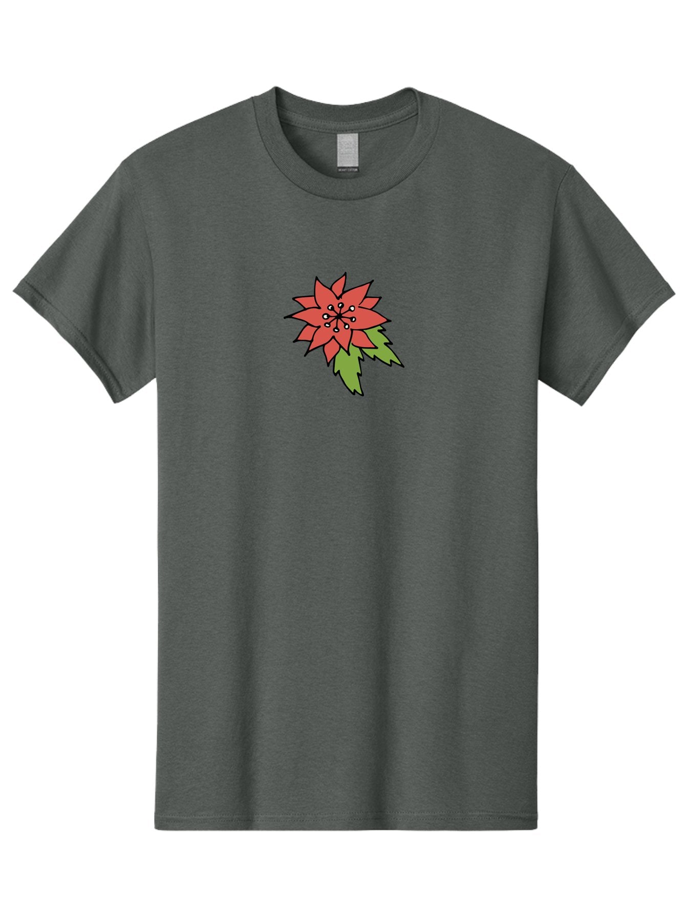 Poinsettia-2 Men'S Graphic Tee, 100% Cotton, Comfortable Casual Summer Wear, Machine Washable, Red Poinsettia Flower, Festive Holiday Decor, Christmas Plant, Symbolic Blooms, Vibrant Red Petals, Green Leaves, Winter Flowers, Aab047 4